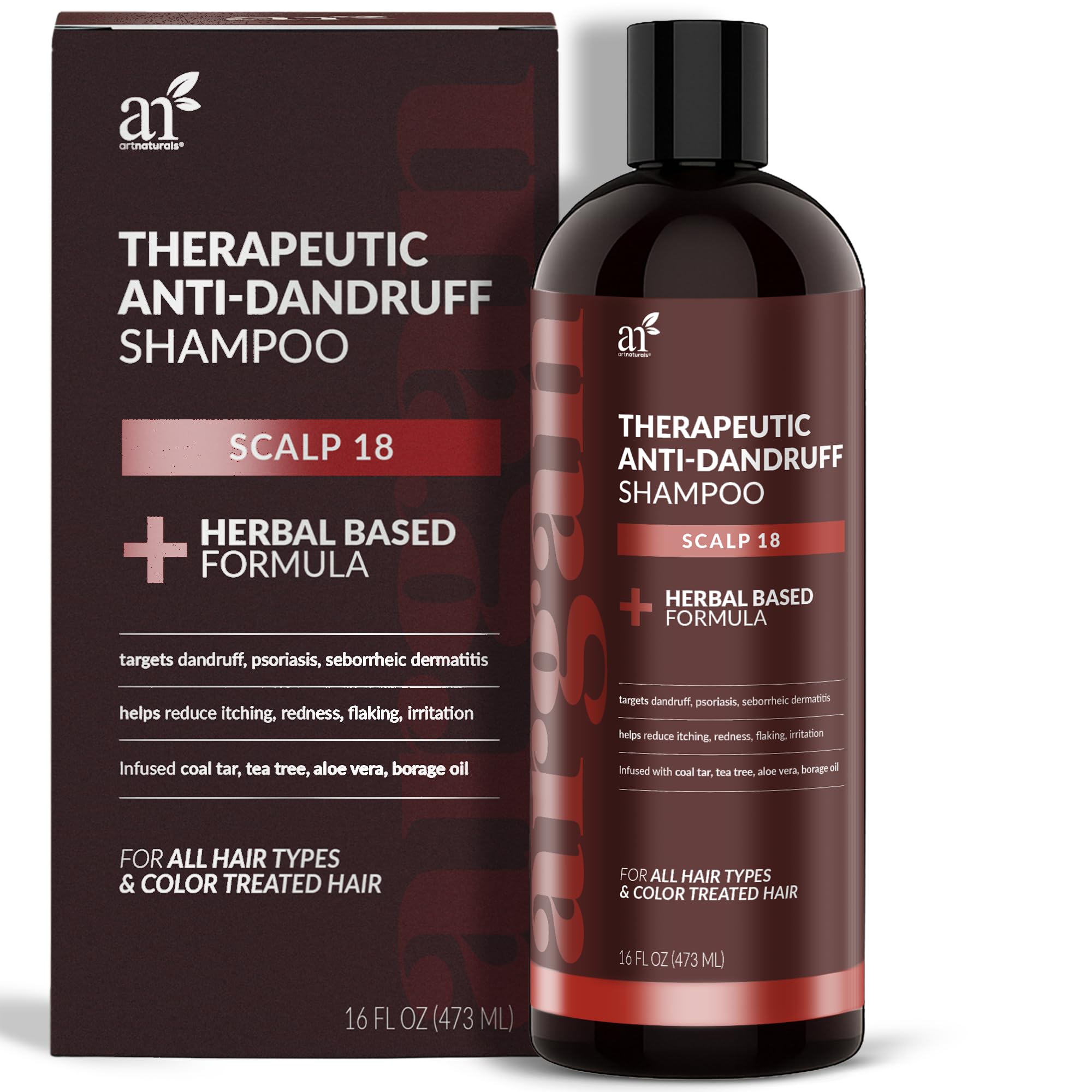 ArtNaturals Therapeutic Argan Shampoo - (16 Fl Oz / 473ml) - Natural and Organic Coal Tar with Argan Oil - Treatment Helps Anti-