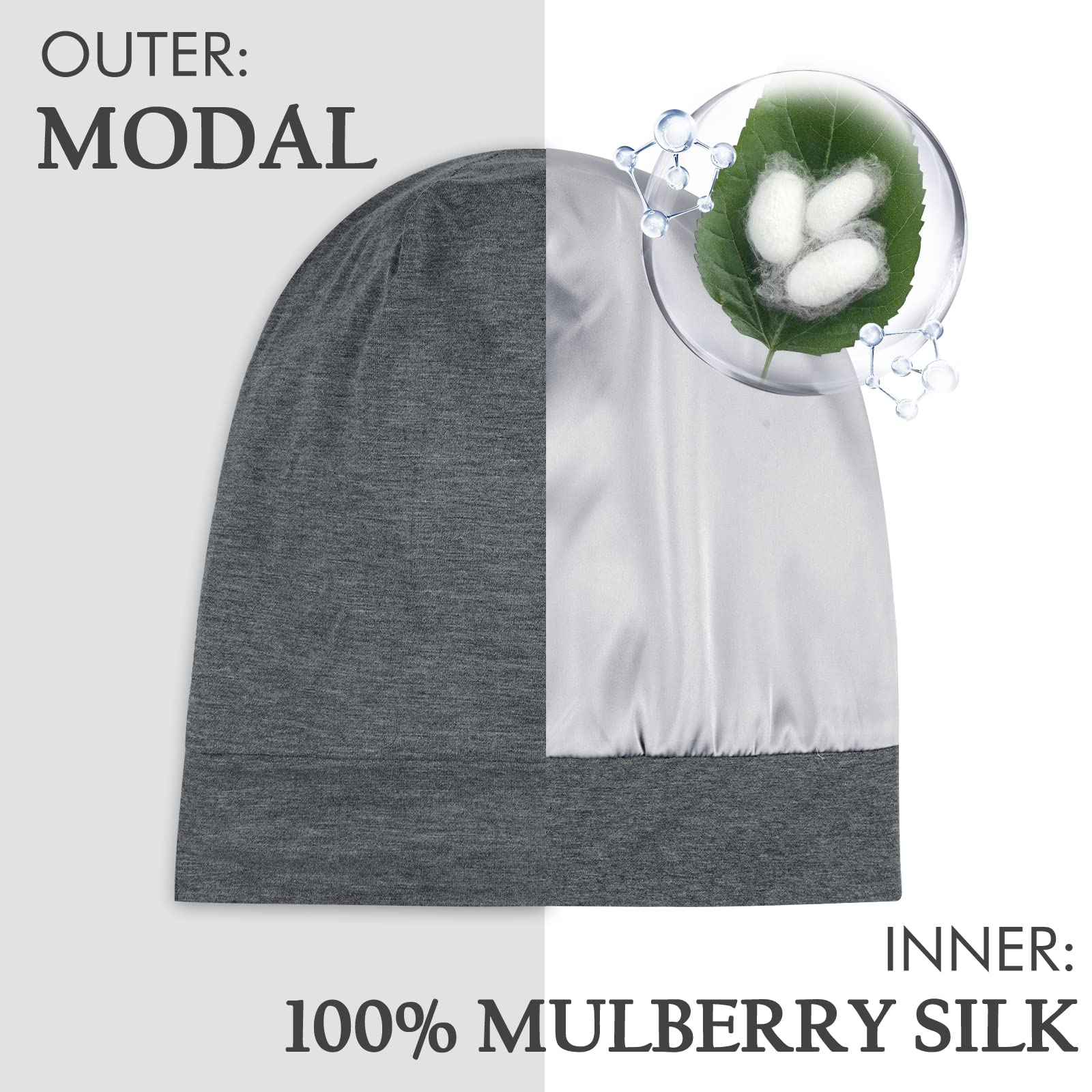 Olesilk Silk Bonnet For Kids Girls 2-6 Years, Adjustable Strap, Smooth For No Frizzy Hair, Breathable All Night Slleping Dark Gr