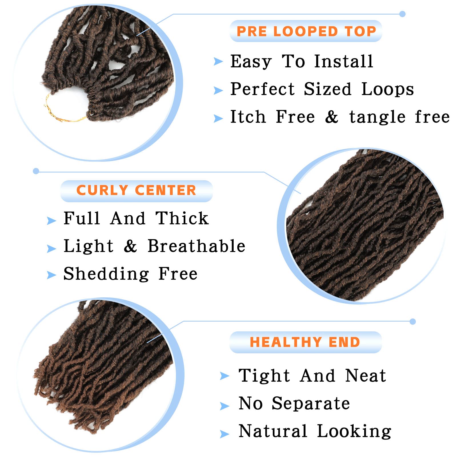 22 Inch Faux Locs Crochet Hair Ombre Brown Soft Locs 7 Packs Pre Looped Locs Crochet Hair For Black Women(22Inch, 7 Packs, T30)