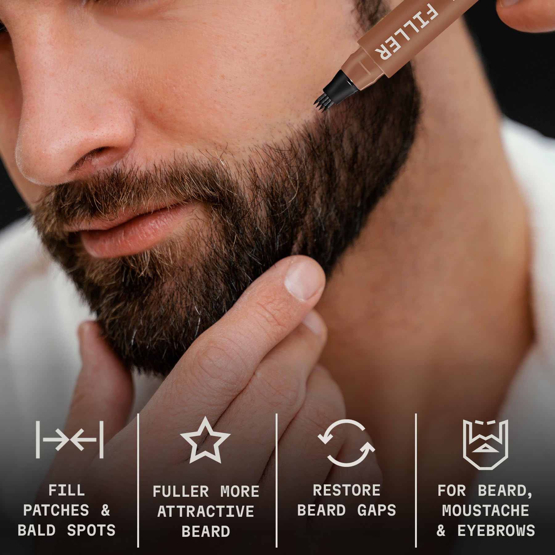 Striking Viking 2 Pack Beard Pencil Filler Men With 4 Tips - Updated Beard Filling Pen Kit With Brush, Long Lasting Waterproof B