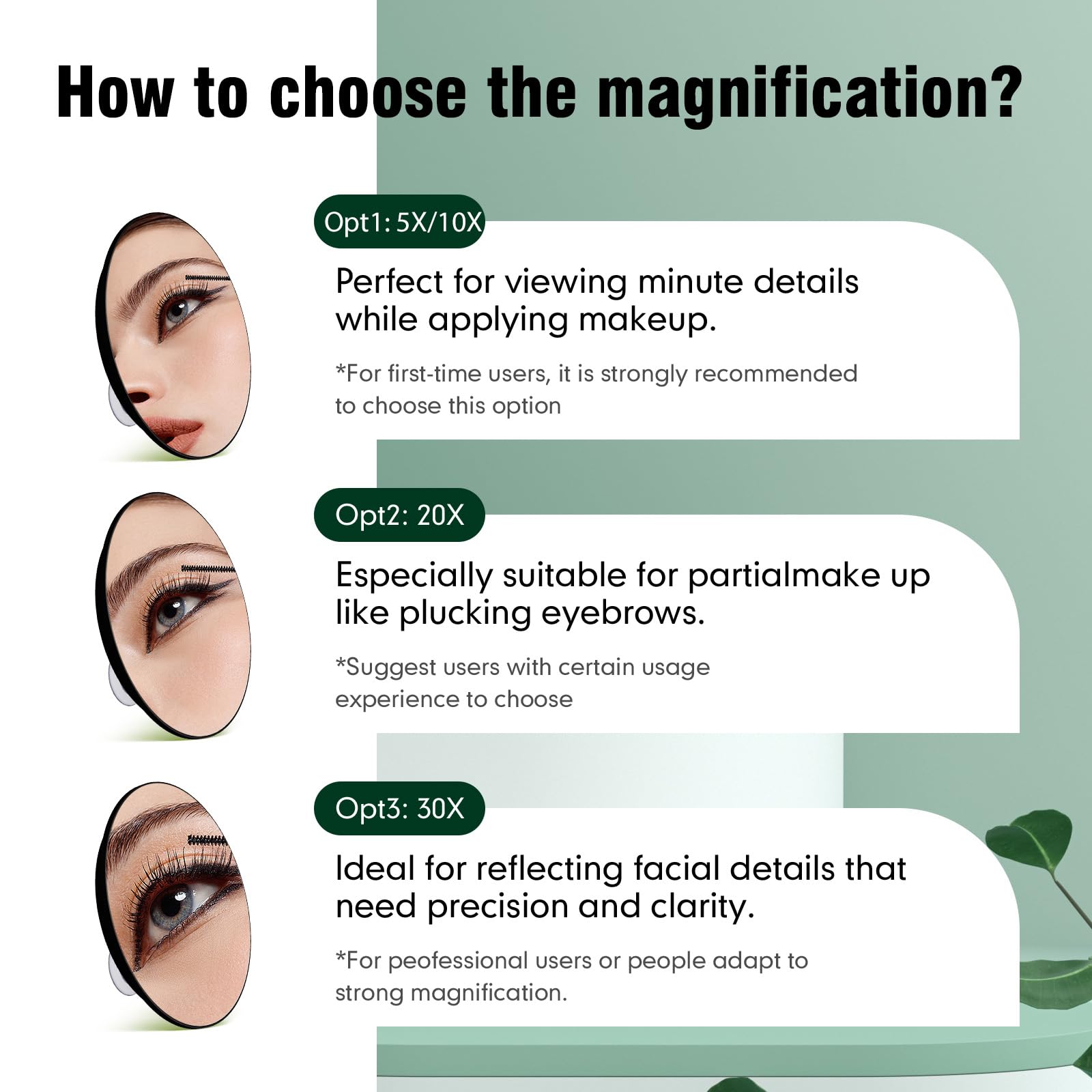 Suupvaor 30X Magnifying Mirror with 3 Suction Cups, Large 6inch Magnified Mirror 30X Travel Round Makeup Mirror with High Magnif