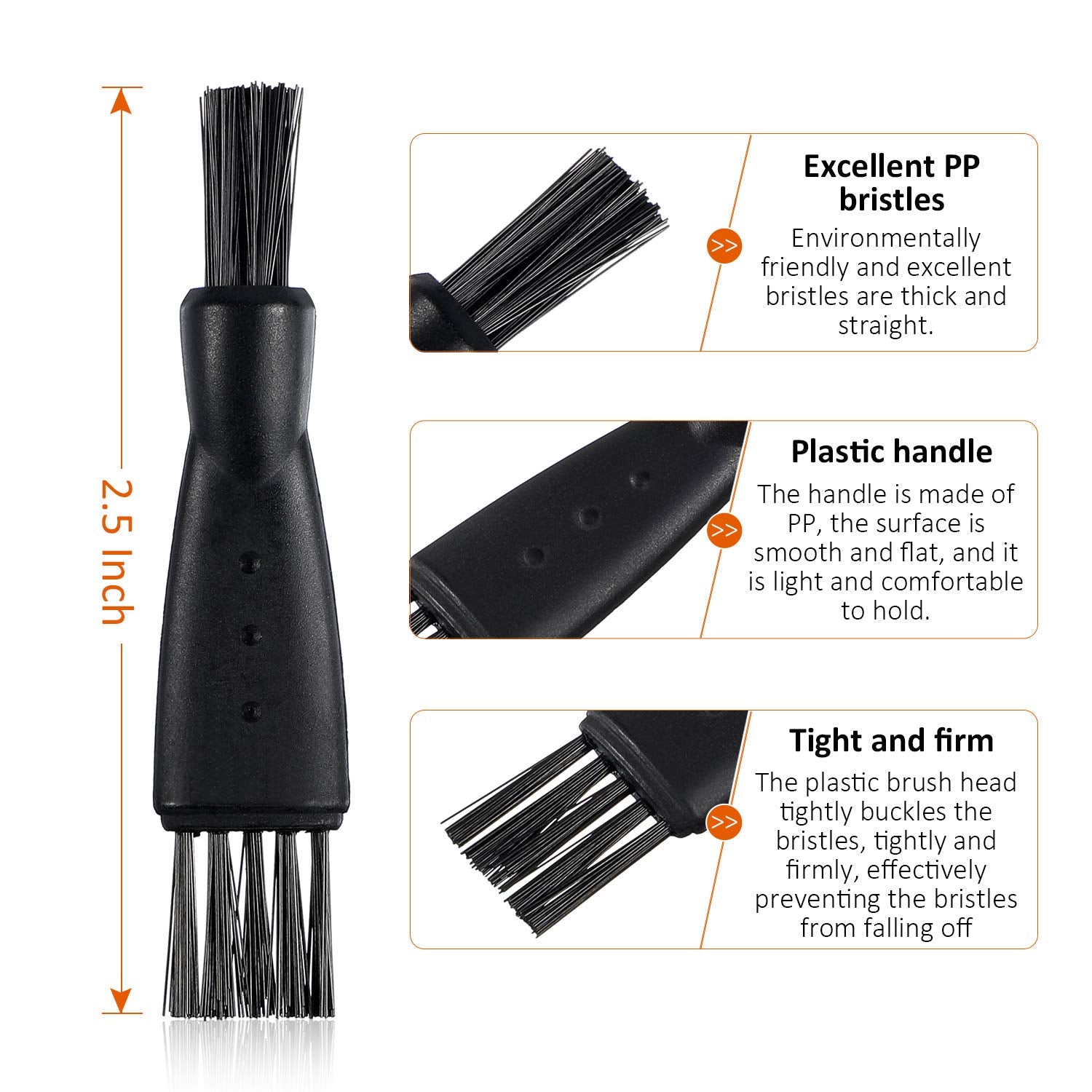 Patelai Black Double Sided Razor Trimmer Shaver Cleaning Brush Set, 8 Pieces