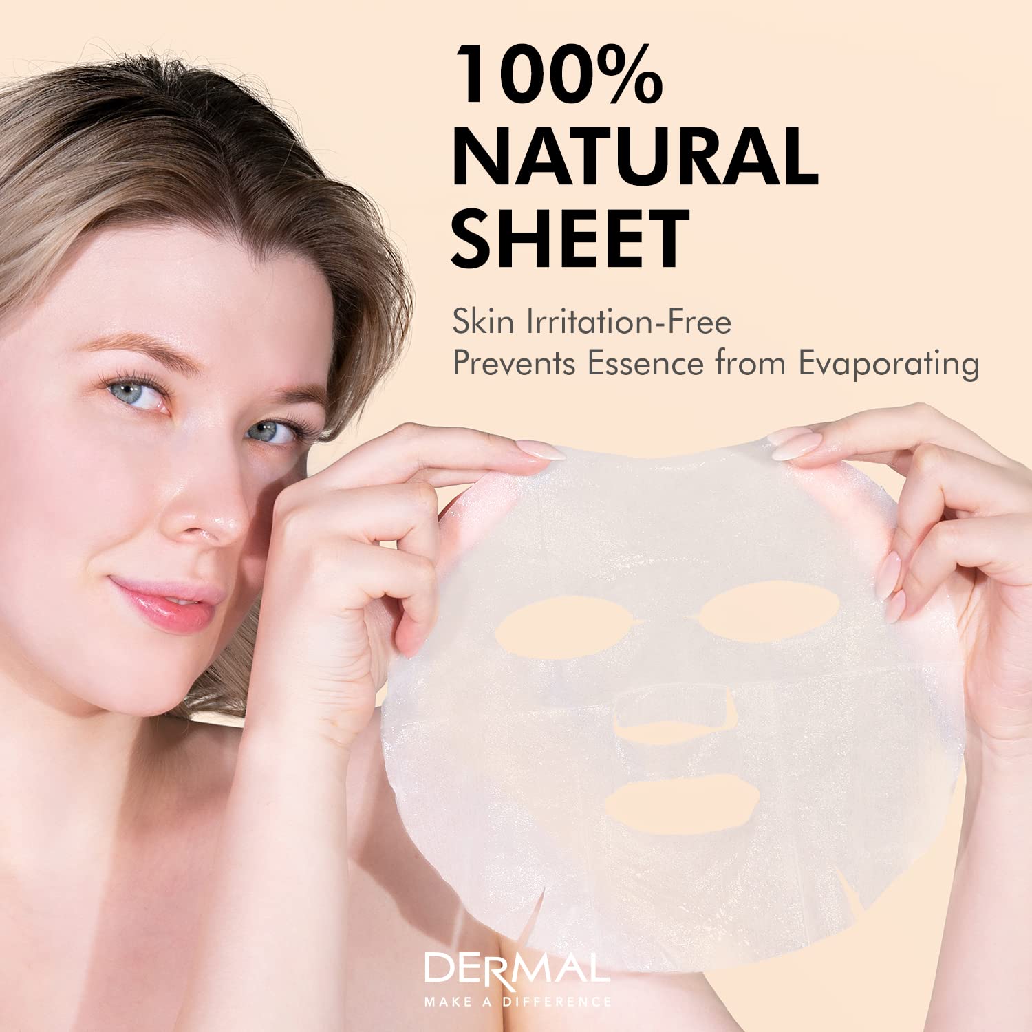 DERMAL 32 Combo A+B Set - Hydrating Collagen Essence Face Mask, 16 Count, Hypoallergenic for All Skin Types, Natural Home Spa Treatment