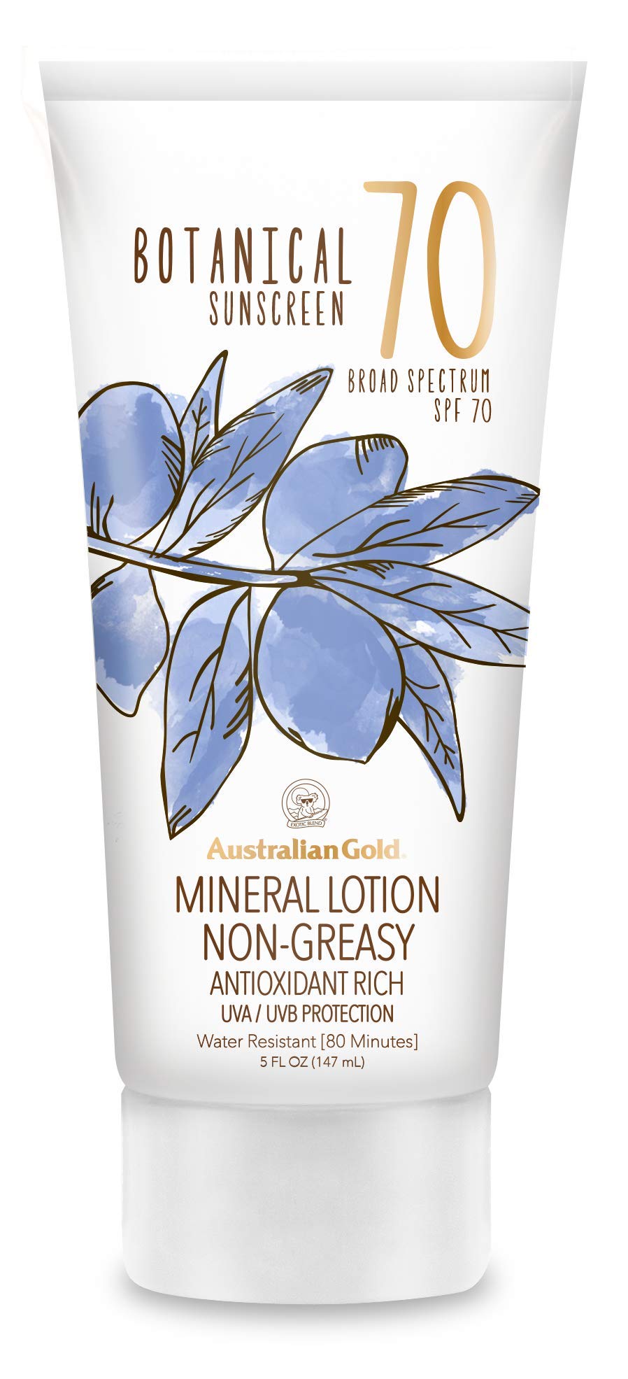 Australian Gold Botanical Spf 70 Mineral Sunscreen Lotion, Non-Chemical Sunblock With Titanium Dioxide & Zinc Oxide, Native-Aust