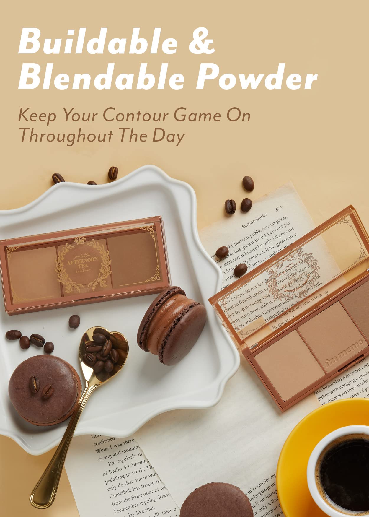 I'M Meme Palette - Afternoon Tea Contour | Roasting Coffee, Bronzer Palette For Face & Cheeks, Matte Powder Bronzer, Natural Mak