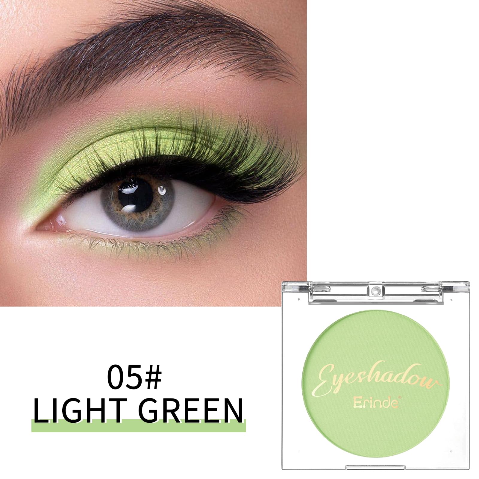 Erinde Single Lime Green Matte Eyeshadow Palette, Velvet Eye Shadow Compact Powder Natural Makeup, Long-Lasting Eye Makeup, Ultr