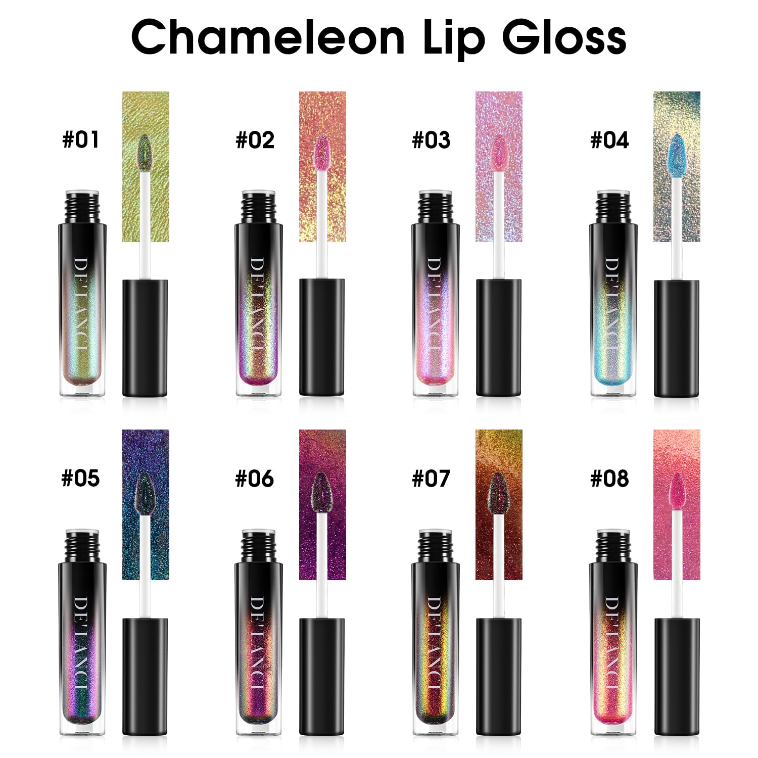 oygcee Chameleon Liquid Lipstick Blue Green Purple Color,Shimmer Metallic Colourful Lip Gloss for Women Girls Lips Makeup Gift,H