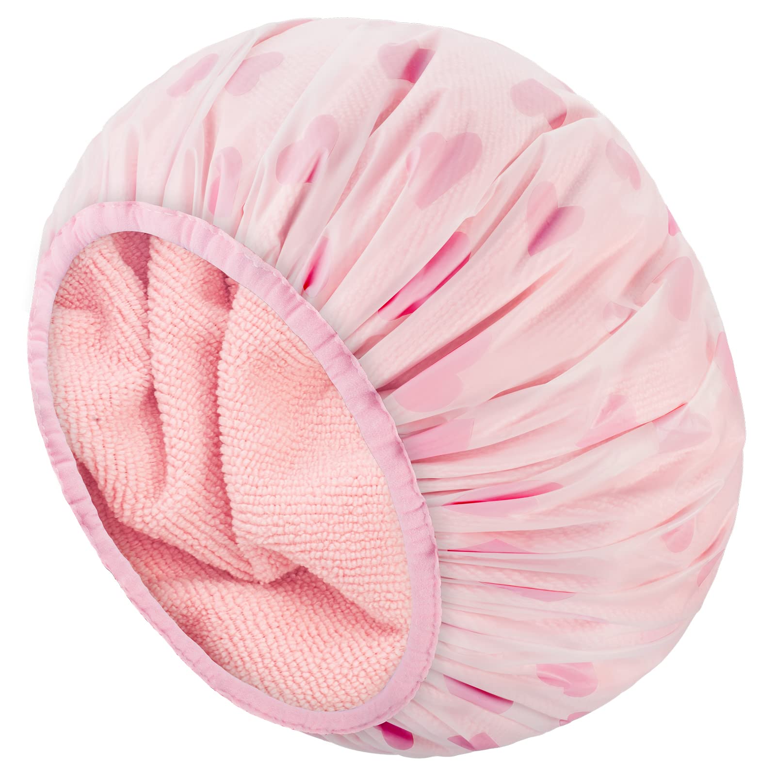 Auban Shower Cap For Women Terry Cloth Lined Eva Exterior Reusable Double Layer Waterproof, Large Bath Hair Cap For All Hair Len