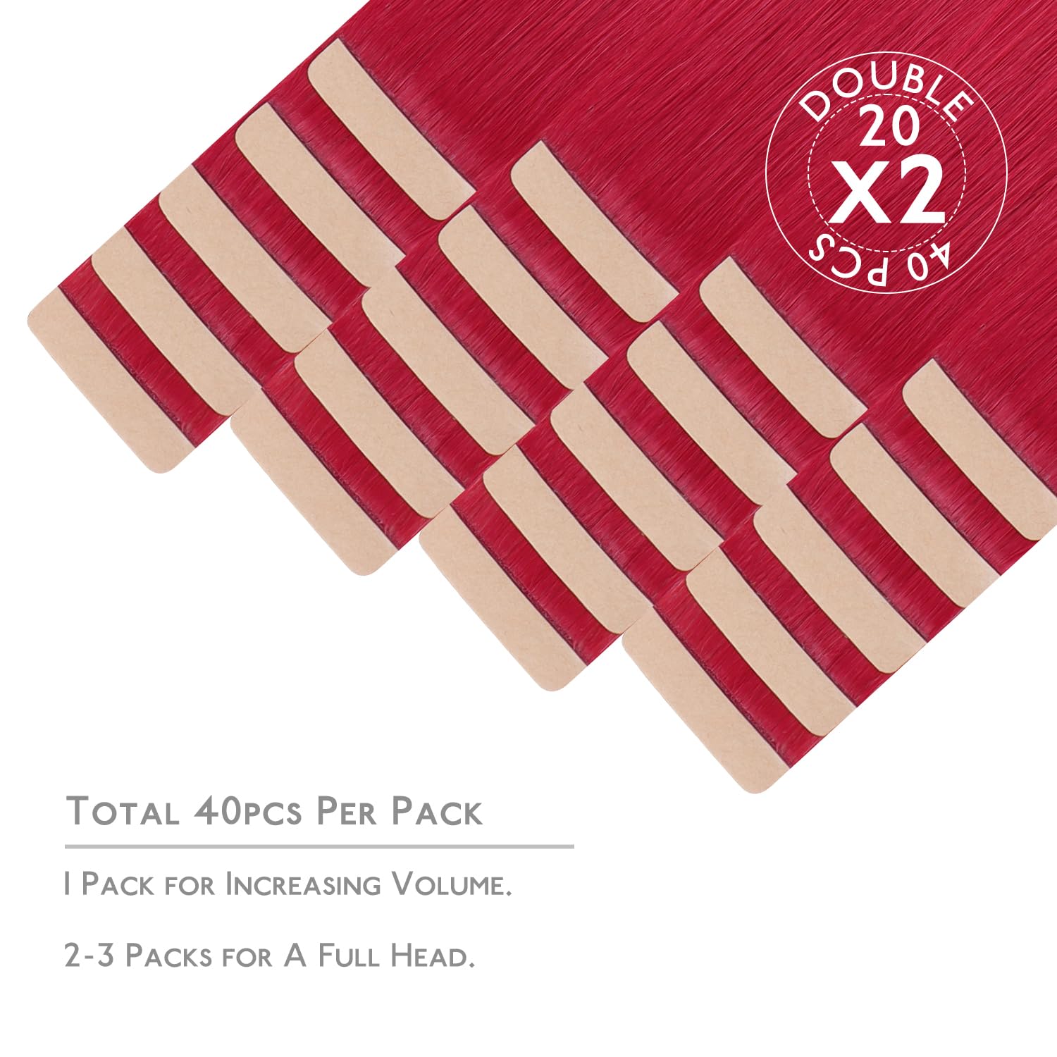 Wennalife Tape In Hair Extensions Human Hair, 40Pcs 60G 10 Inch Red Hair Extensions Real Human Hair Straight Tape In Extensions