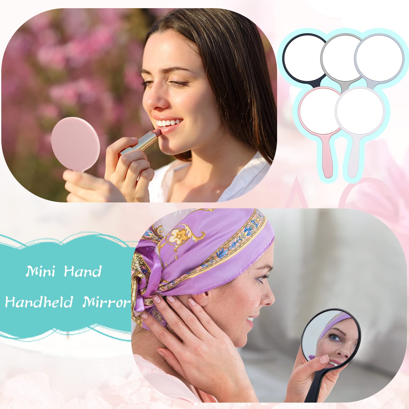 Vinsot 100 Pcs Handheld Mirror Small Hand Mirror Bulk with Handle Plastic Travel Makeup Cosmetic Compact Portable Vanity 3.94 x