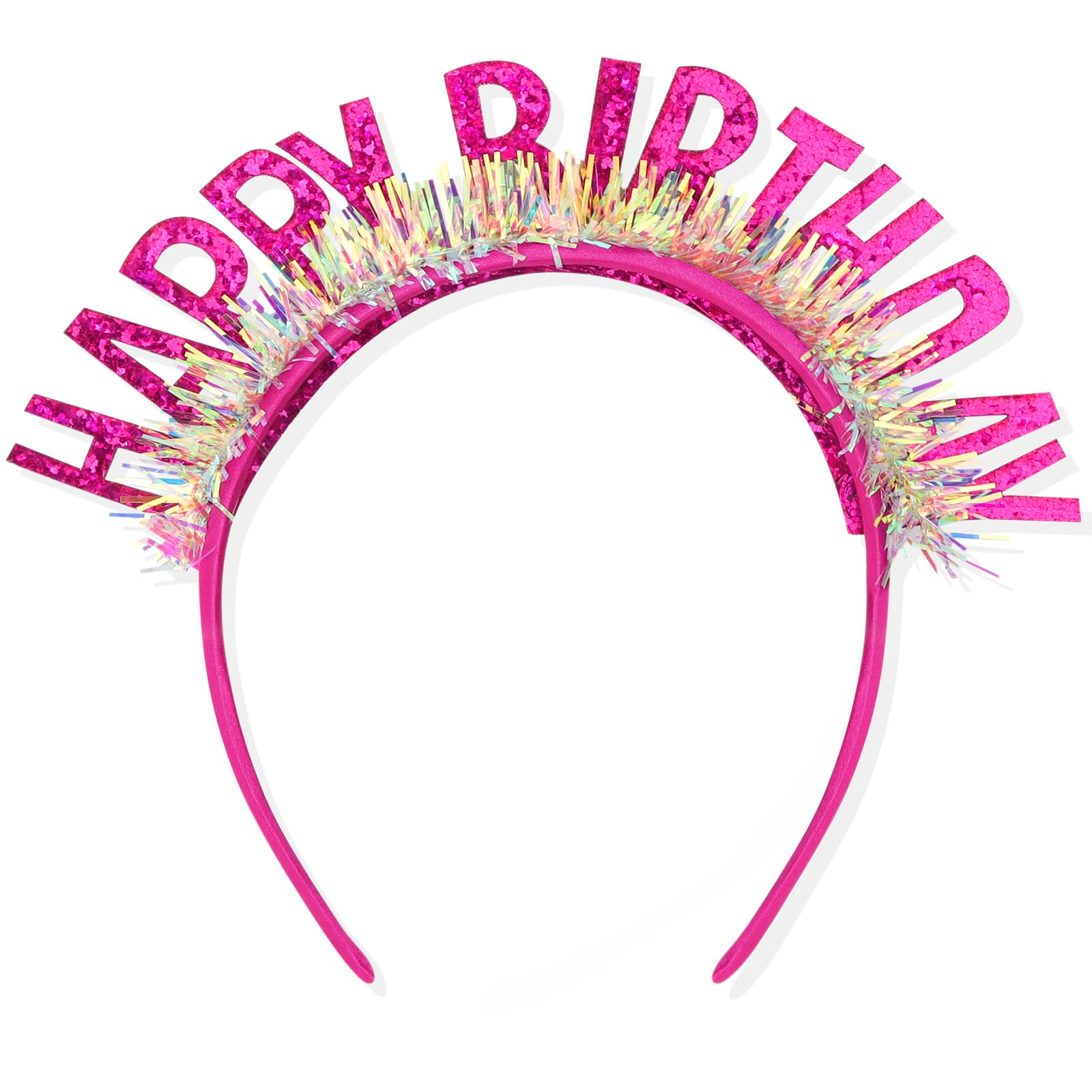 CIEHER Birthday Crown Headband, Tiara for Women Girls, Birthday Girl Decorations and Gifts - Rose Pink