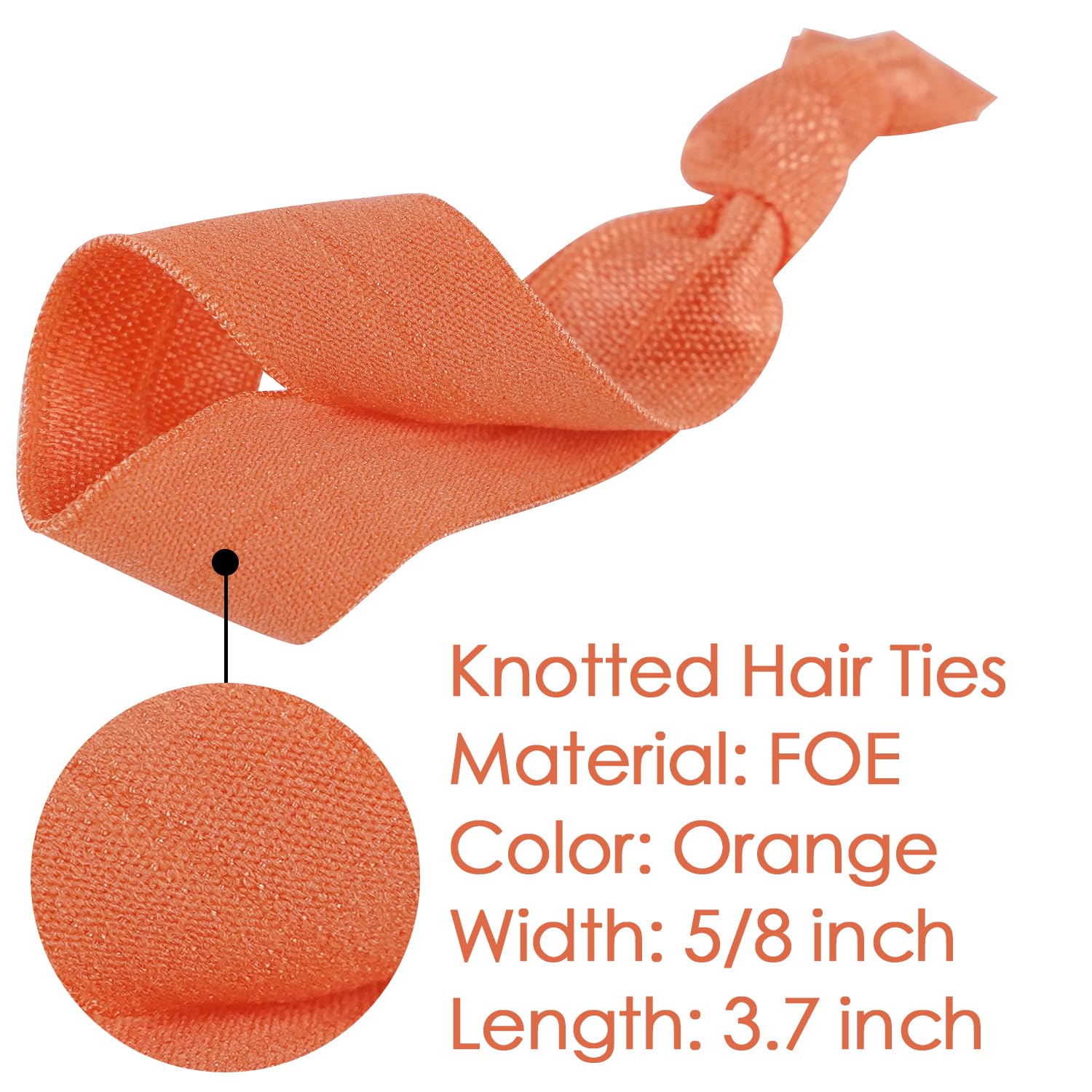 Meedee 100 Pack Orange Hair Ties For Women Soft Elastic Ribbon No Crease Hair Tie Decorative Knotted Hair Ties No Damage Pony Ta