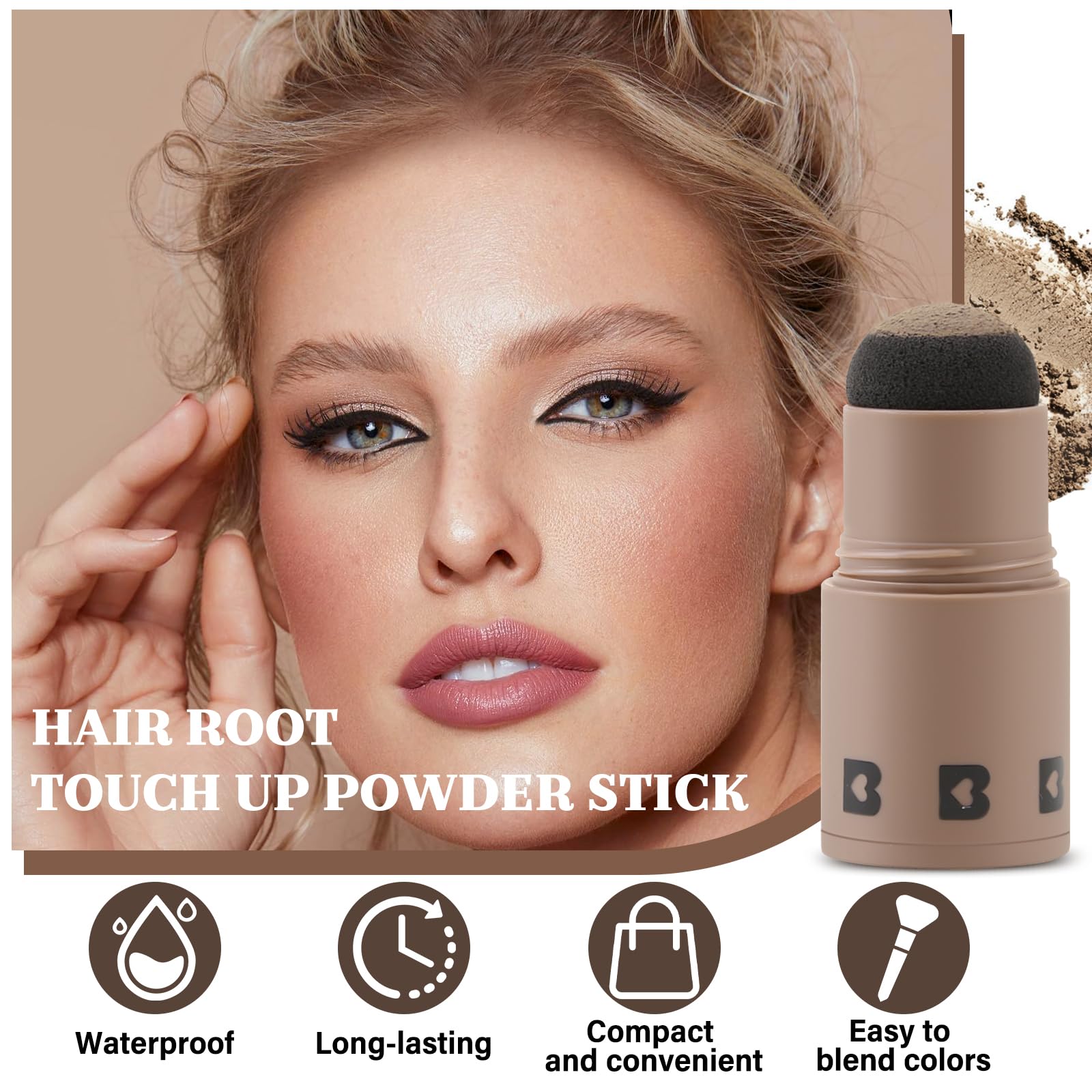 Boobeen Hairline Powder Stick, Root Touch Up And Hair Shadow Powder Stick, Waterproof Hairline Filler To Cover Gray Hair, Thinni