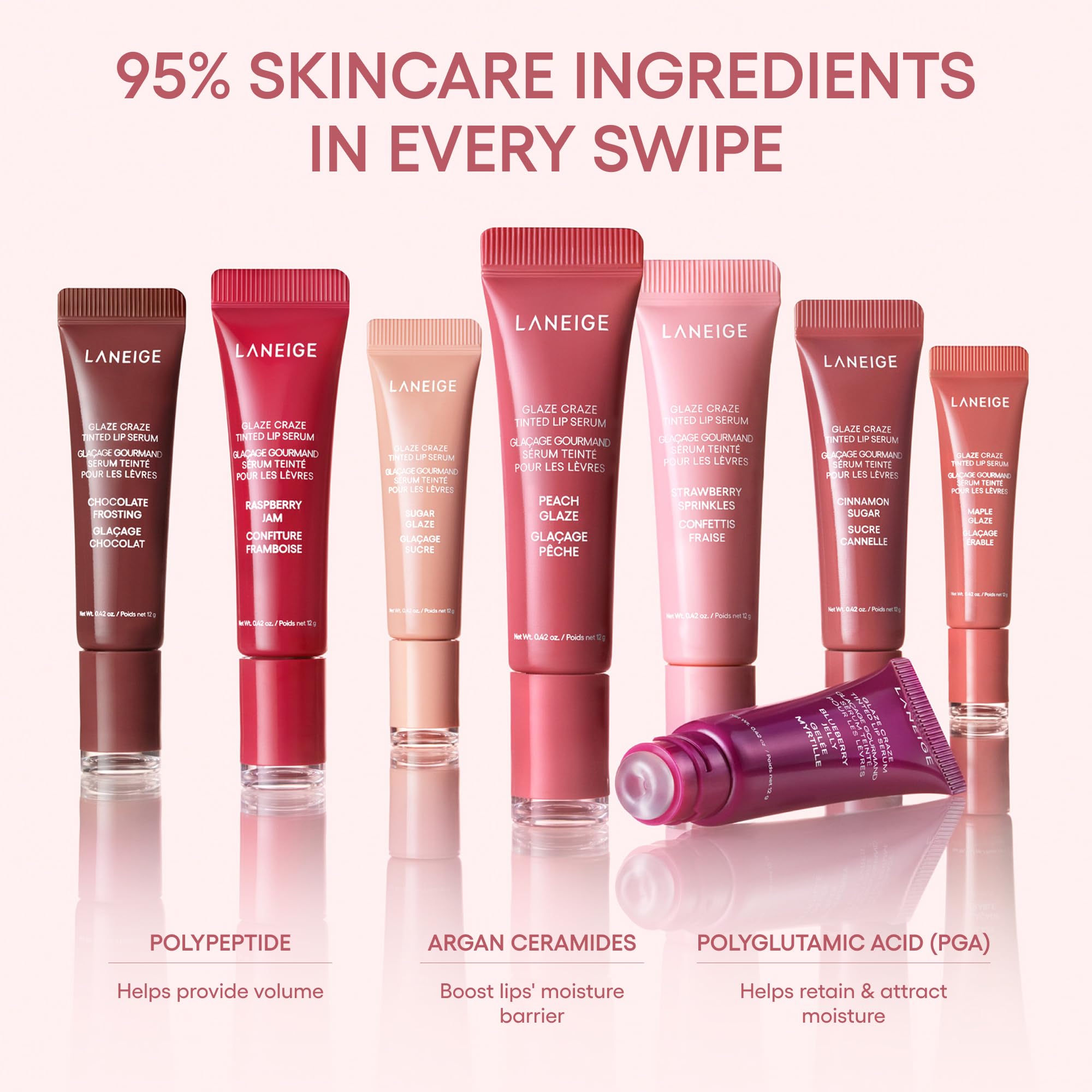 LANEIGE Glaze Craze Tinted Lip Serum Blueberry Jelly: Plumping, Nourishing Hydration with Polypeptide