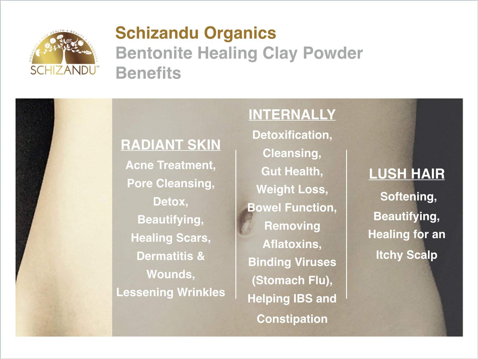 Schizandu Organics Bentonite Indian Aztec Healing Clay, Vegan 100% Pure | 3 Lbs |Supports Beauty Masks, Hair Masks, Acne Treatme