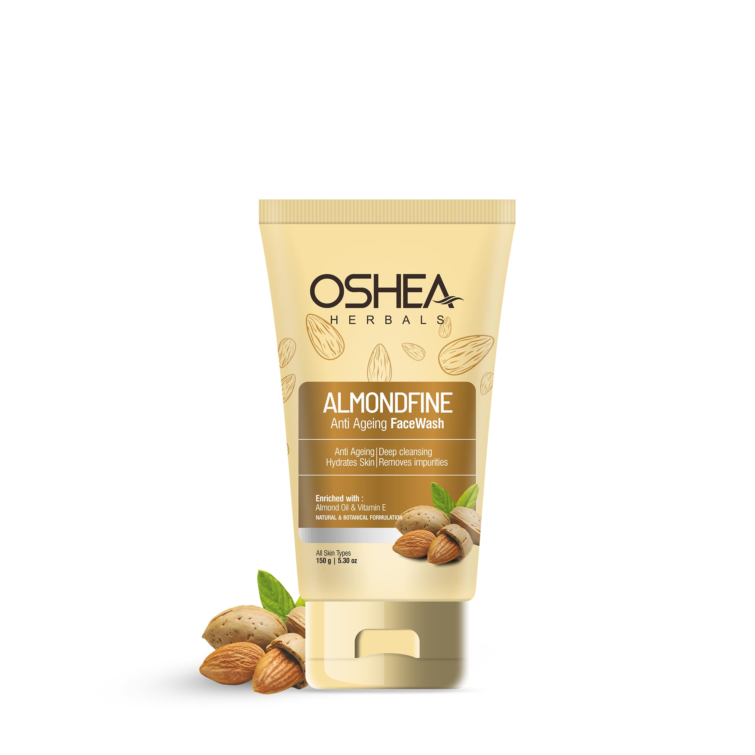 Oshea Herbals Almondfine Anti Agening Gel Face Wash For All Skin Types | Deep Cleansing & Hydrates Skin With Almond Oil & Vitami