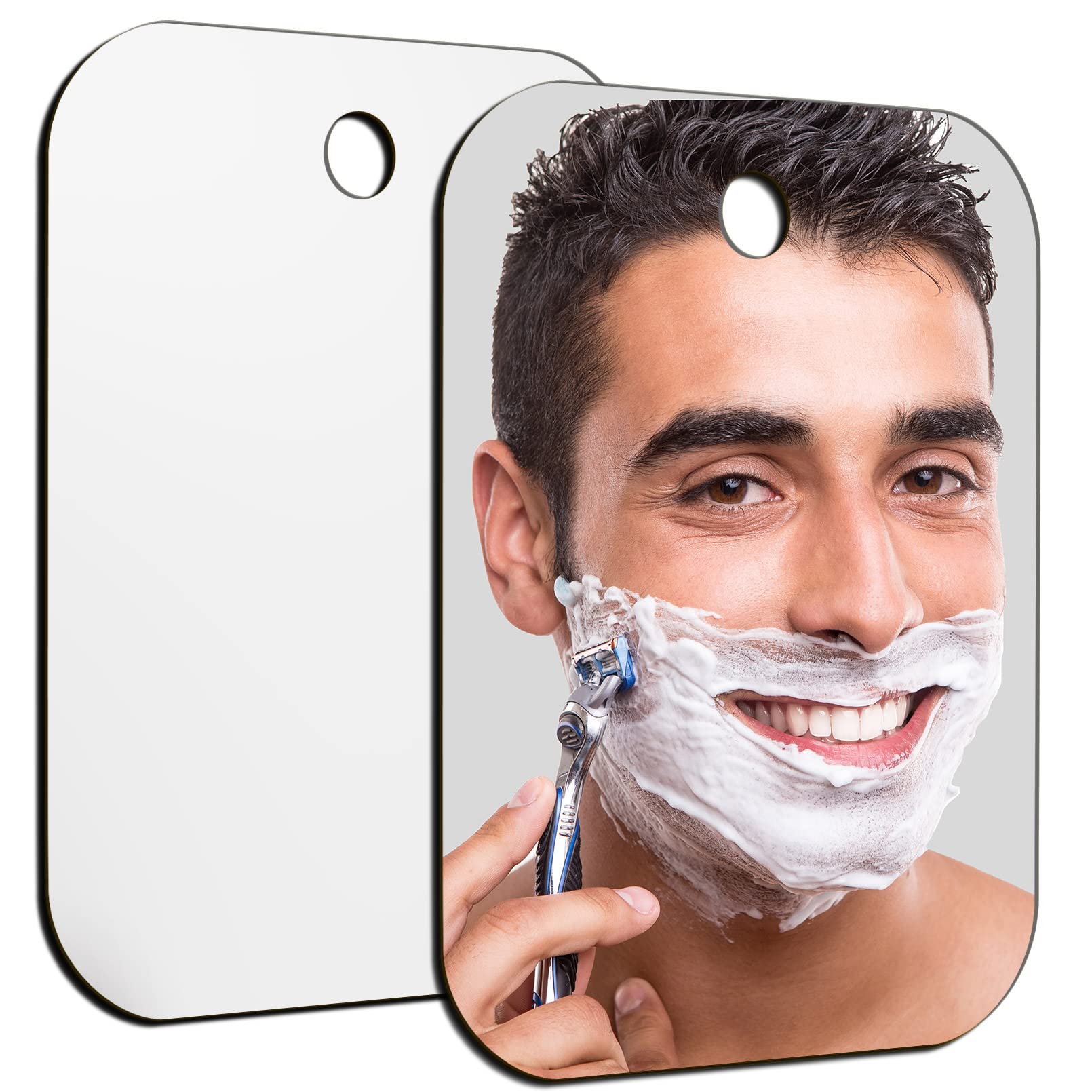 Shower Mirror Fogless For Shaving,6''X4''Small Mirror For Wall Camping,Frameless Portable Hanging Travel Mirrors,Unbreakable Han