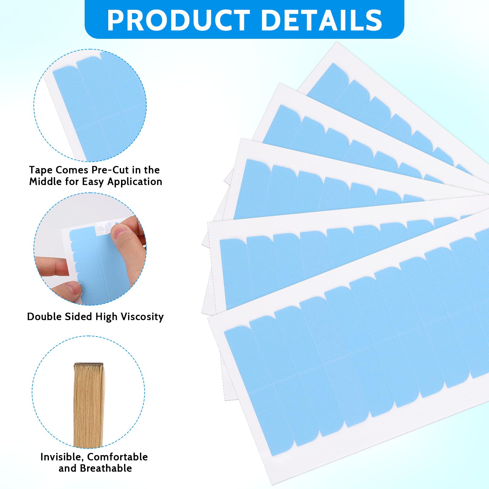 Hair Extension Tape, 240 Pieces Double Sided Adhesive Tape In Tape Replacement Invisible Waterproof Lace Front Wig Tape Tabs Rea
