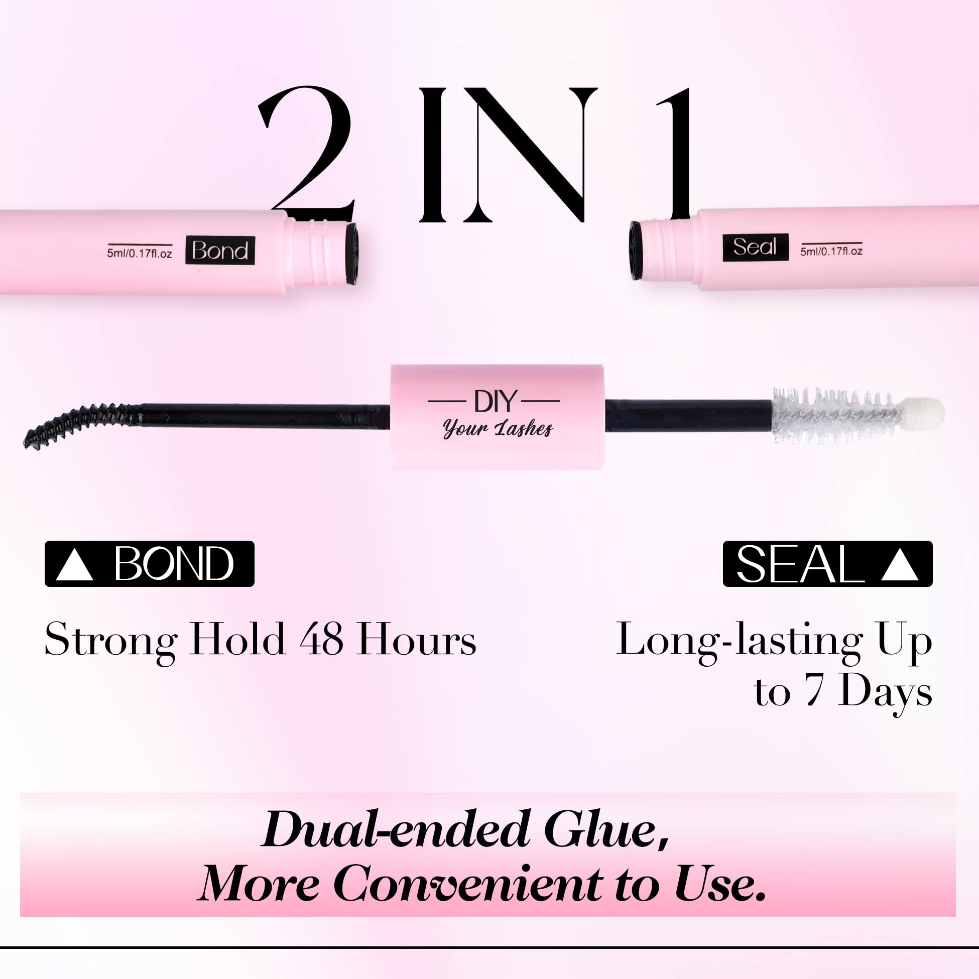 Alice Lash Bond And Seal, Cluster Lashes Glue For Diy Eyelash Extensions, Individual Lash Glue Super Strong Hold No-Latex Waterp