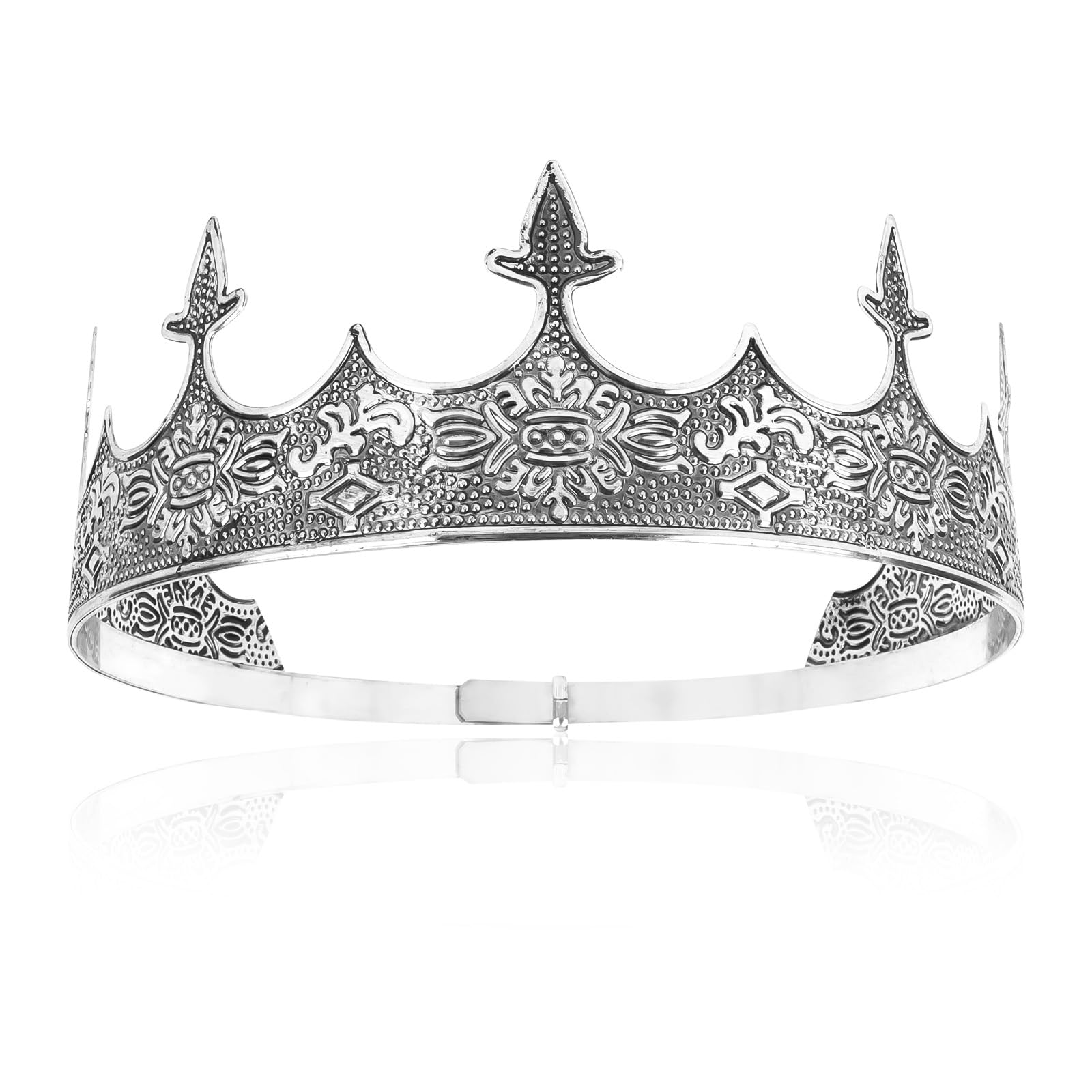 King Crown, CIEHER King Crowns for Men Baroque Royal Crown (Adjustable Size) Prom Crown Prince Tiara Luxury Evil Crown for Birth