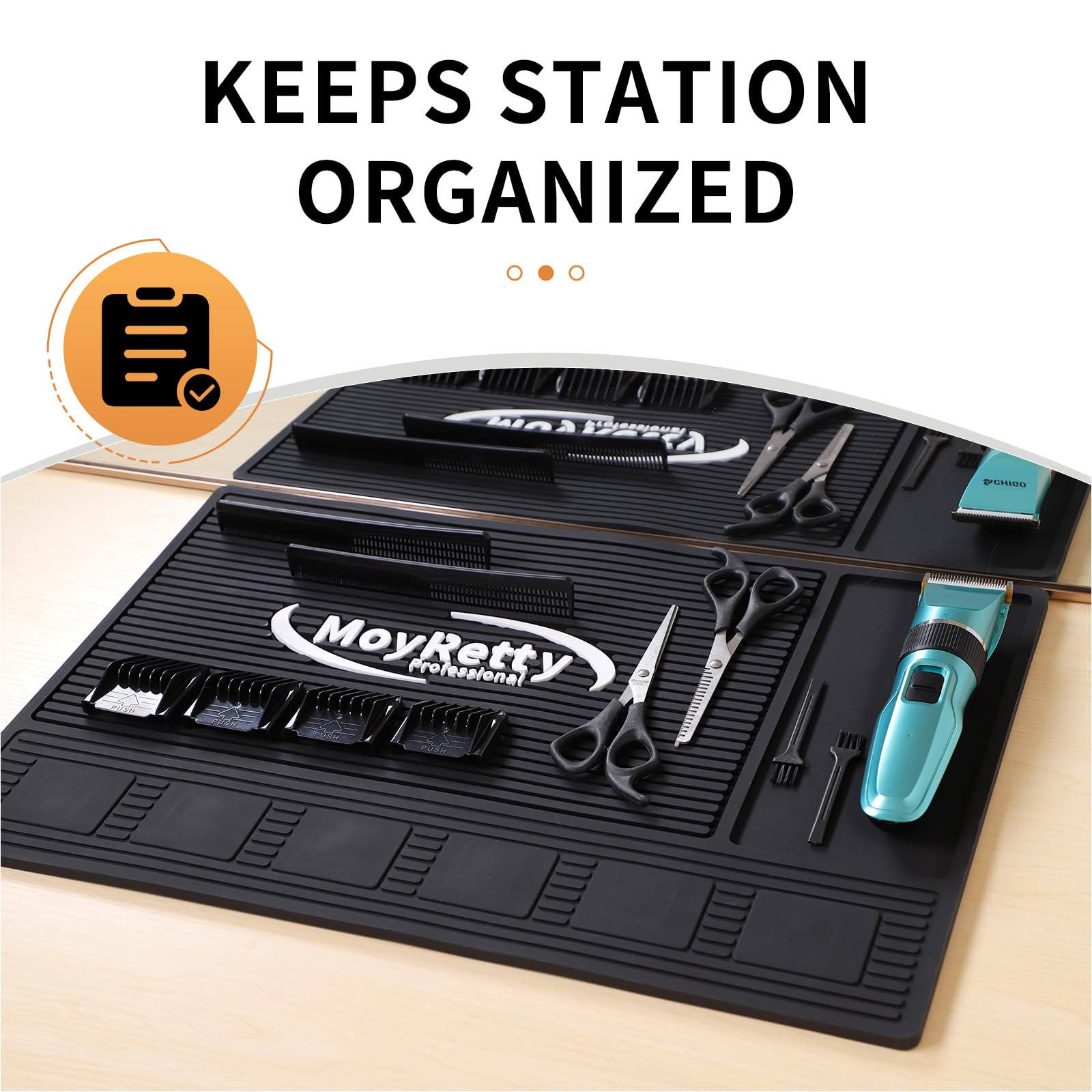 Moyretty Magnetic Barber Mat For Clippers, (18.9'' X 12.6'') 6 Strong Magnetic Organizer Stations For Heavy Clippers And Trimmer
