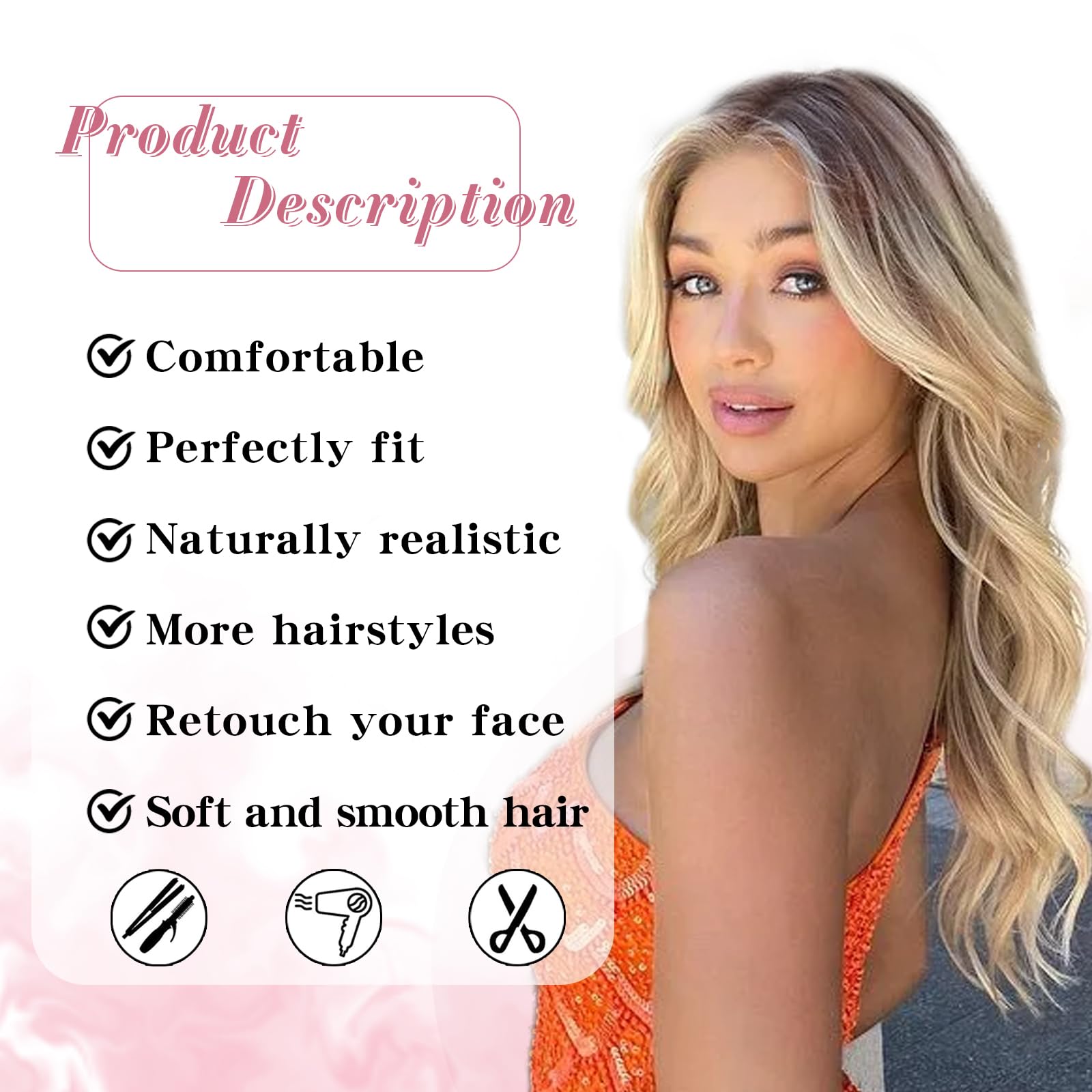 Aisi Queens Long Blonde Wigs For Women, Ombre Blonde Curly Wavy Wigs, Synthetic Heat Resistant Fiber Wigs Hair Replacement Wigs