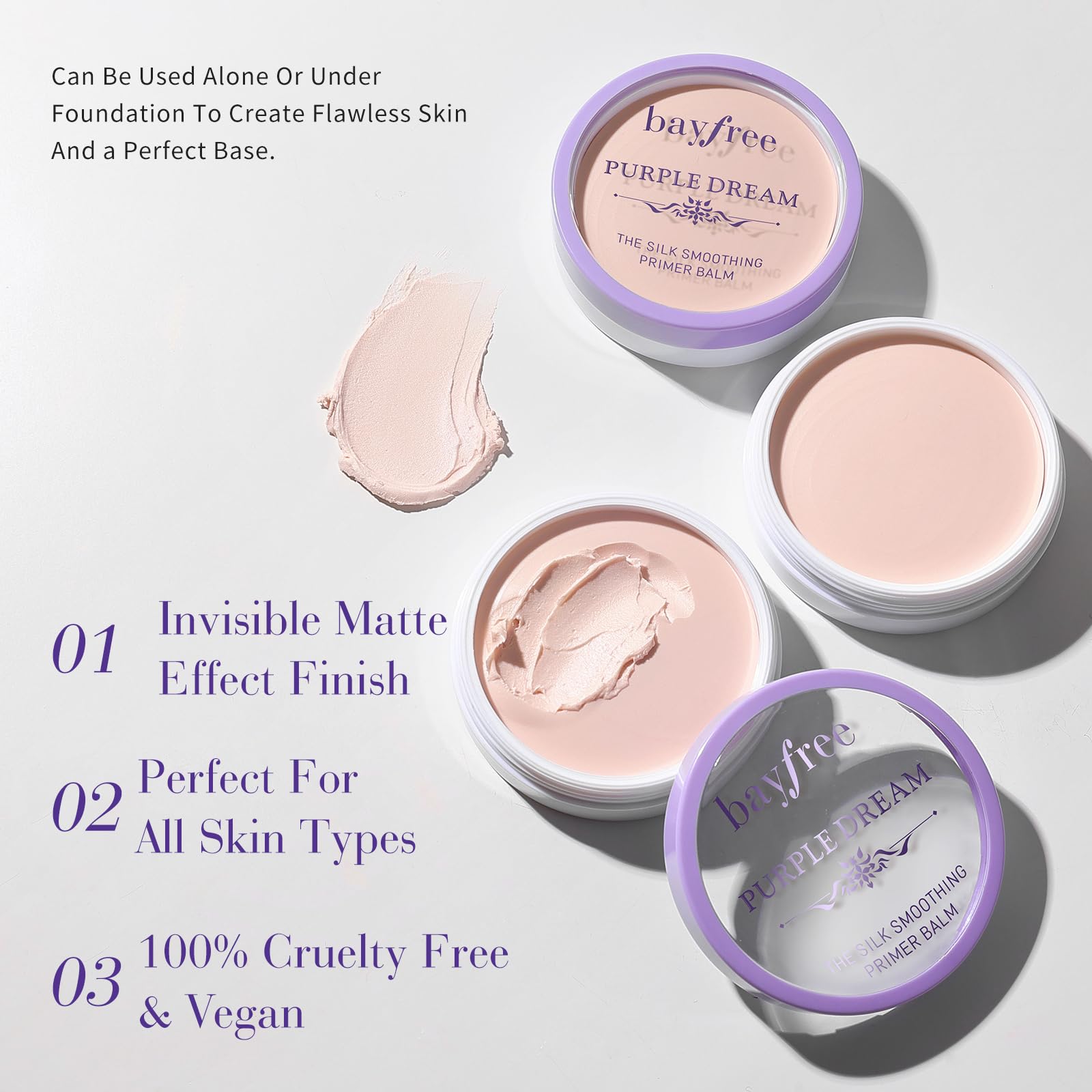 bayfree Silk Smoothing Primer Balm, Poreless Primer for Smooth & Flawless Skin, Long Lasting, Soft Texture, Matte Finish, Fills