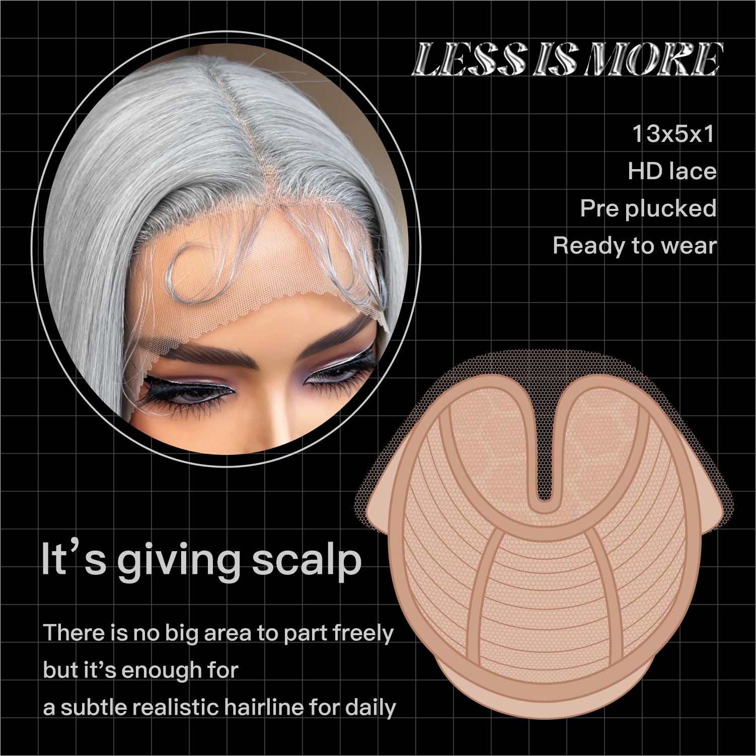 Brownbomb Grey Wig Long Silver Lace Front Wig Pre Plucked Small Knots Ready To Wear, Silver Gray Synthetic Hair Wigs For Women 2