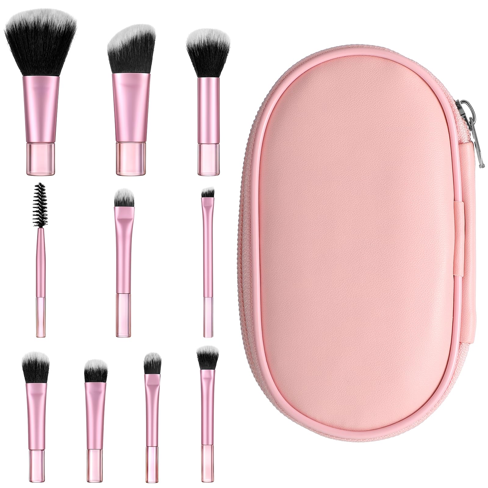 10 Pcs Mini Travel Makeup Brush Set With Pink Pouch Portable Cosmetic Brush Professional Makeup TravelEssentials kits for Women