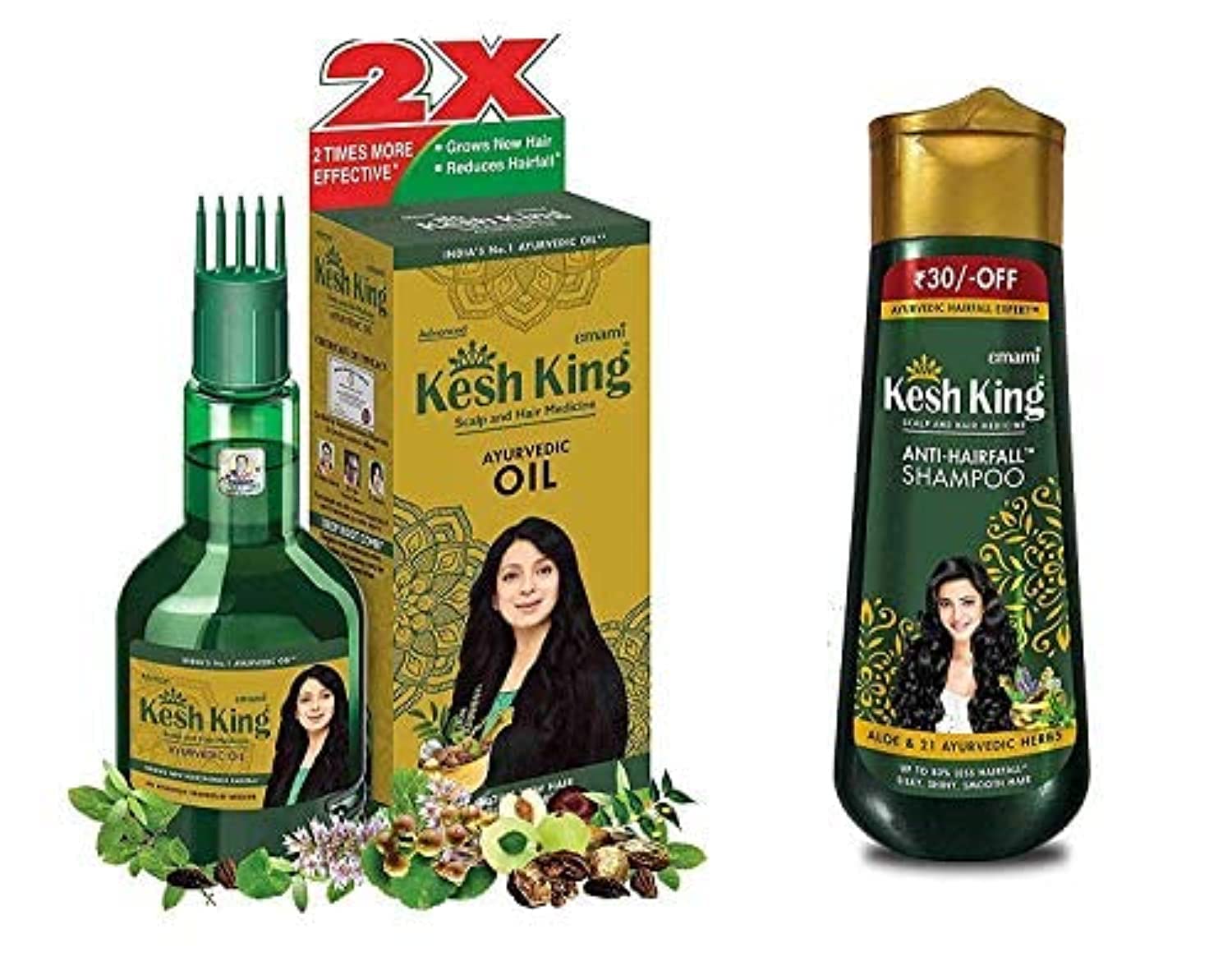 Kesh King Ayurvedic Scalp and Hair Oil, 100ml (Hair Oil, 100ml & Shampoo, 200ml Combo)