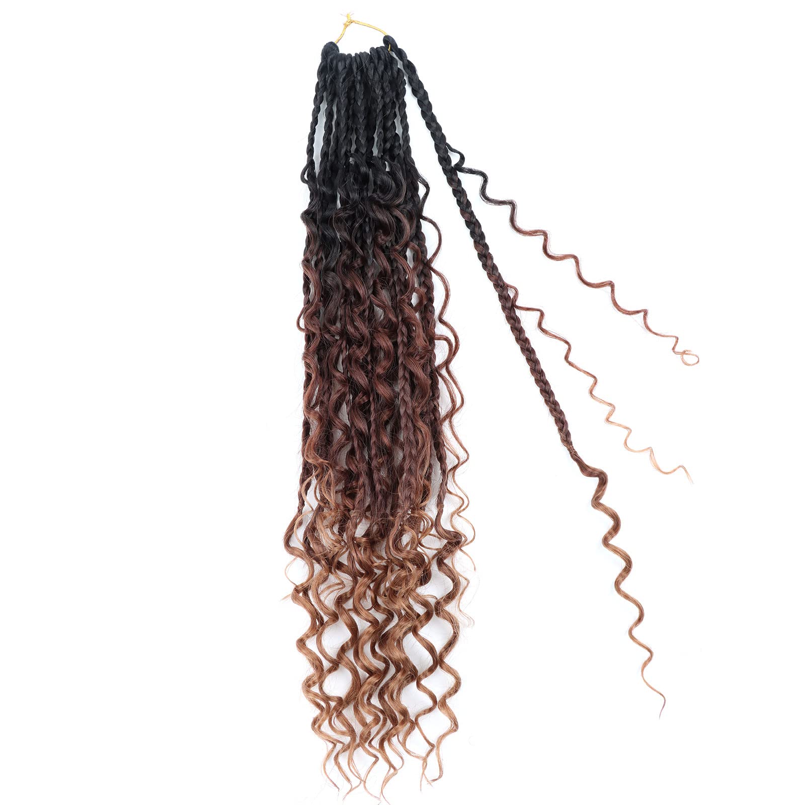 LMZIM 18 Inch 8 Packs Box Braids Crochet Hair Bohemian Crochet Box Braids with Curly Ends Hippie Braids Goddess Box Braids Synth