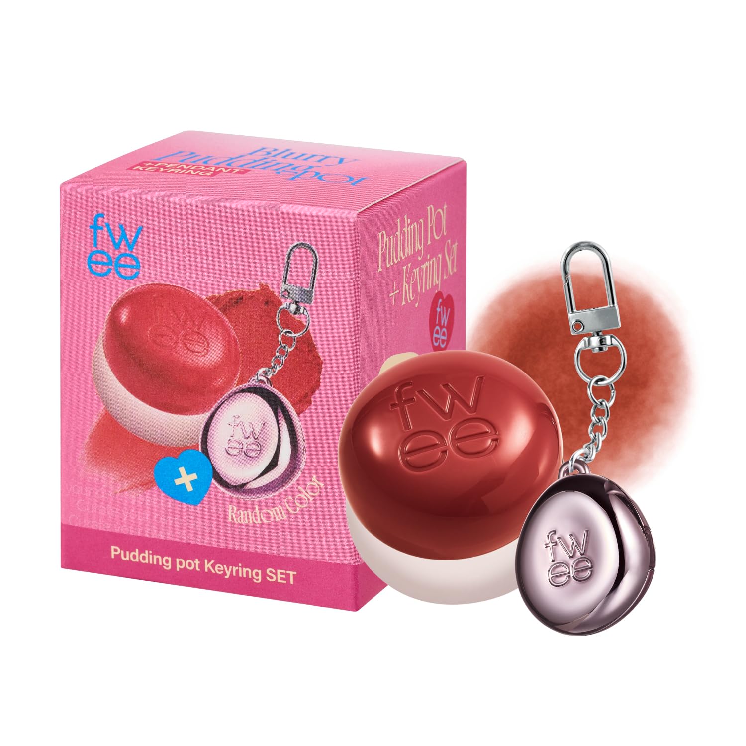 fwee Lip&Cheek Blurry Pudding Pot + Pendant Keyring | Lyrics | Random Colored Keyring | Makeup Blush, Buildable Lightweight, Mul