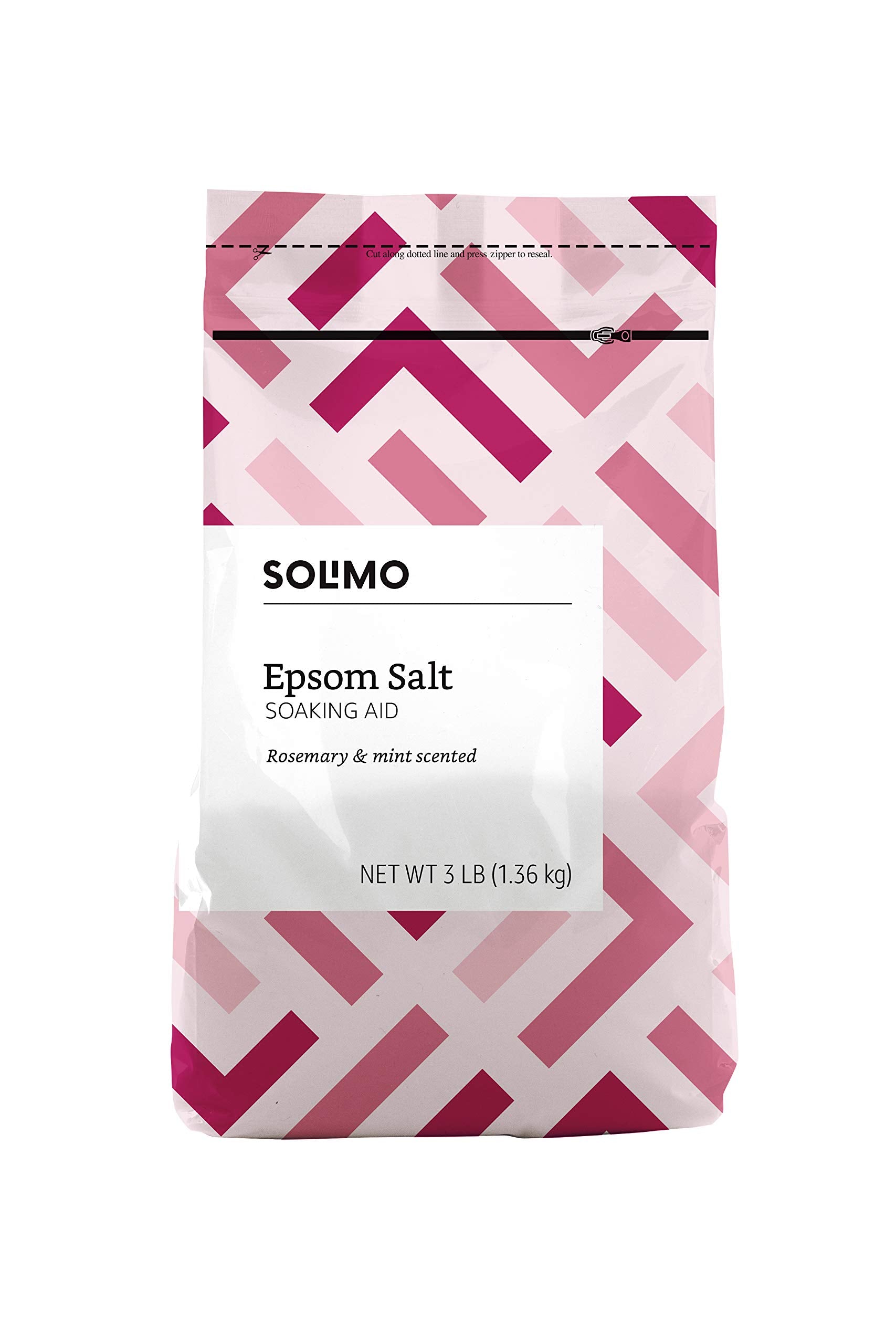 Amazon Basics Epsom Salt Soaking Aid, Rosemary & Mint Scent, 3 pound (Pack of 1) (Previously Solimo)