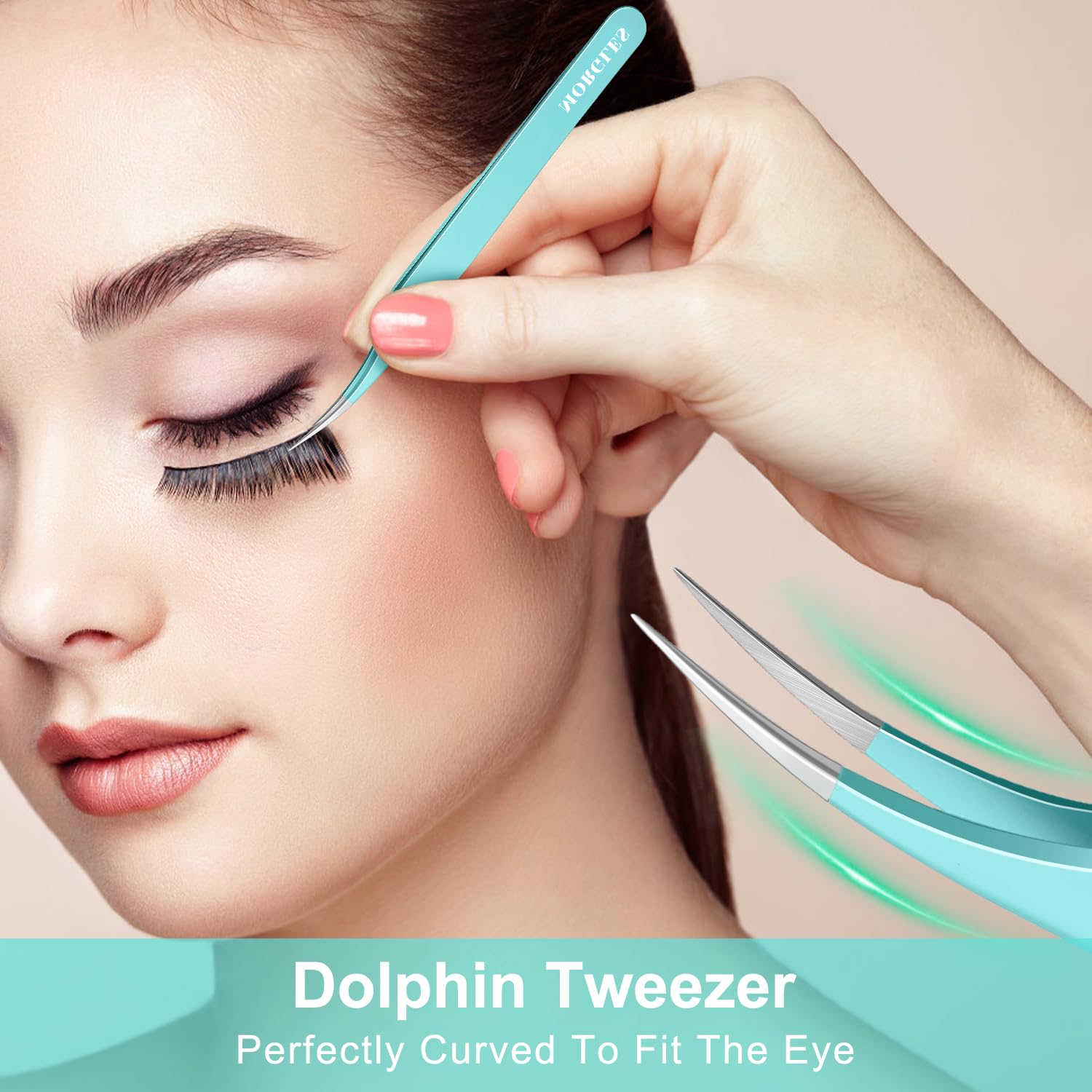 Morgles Straight&Curved Lash Tweezers For Eyelash Extensions, 5Pcs Eyelash Tweezers For False Lashes, Precision Tweezers For Cra