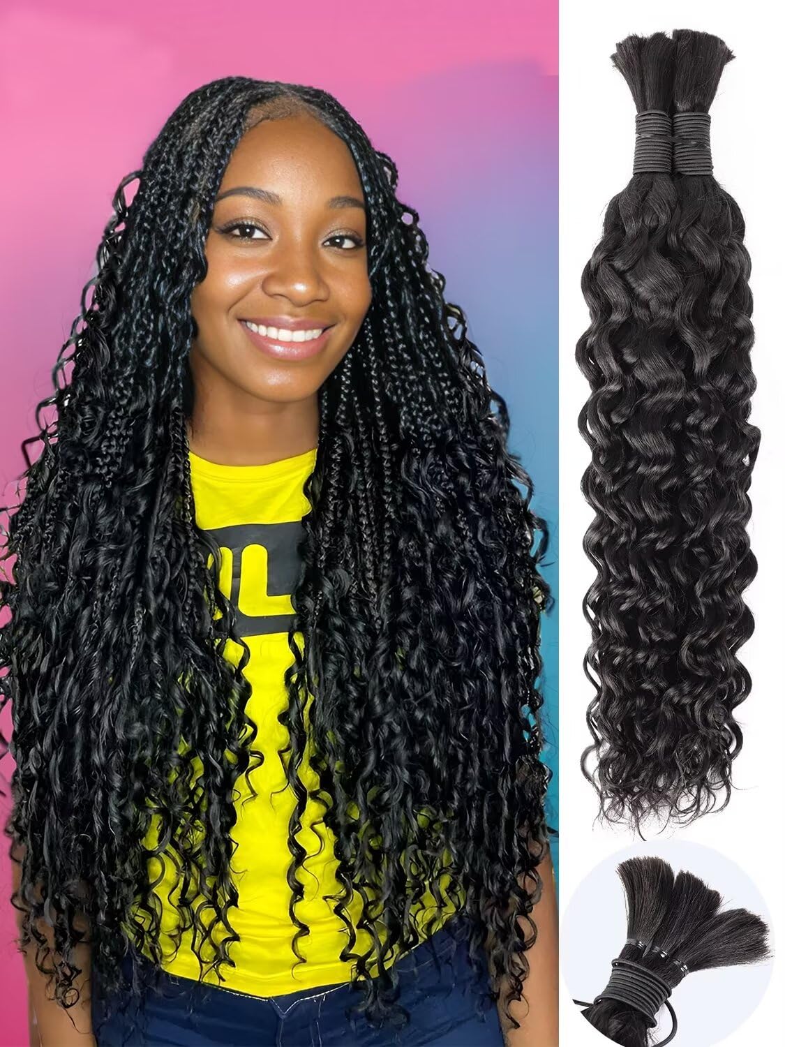 Human Braiding Hair 100G 16 Inch Water Wave Bulk Human Hair For Braiding Deep No Weft 10A Brazilian Virgin Curly Human Hair Exte