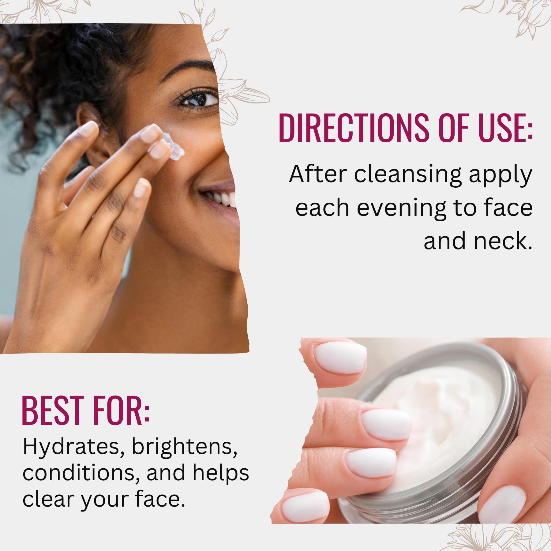 Vitamin C Night Cream for Face and Neck with Evening Primrose Oil, Manuka Honey & Sweet Almond Oil | Plant Based Formula | Caref