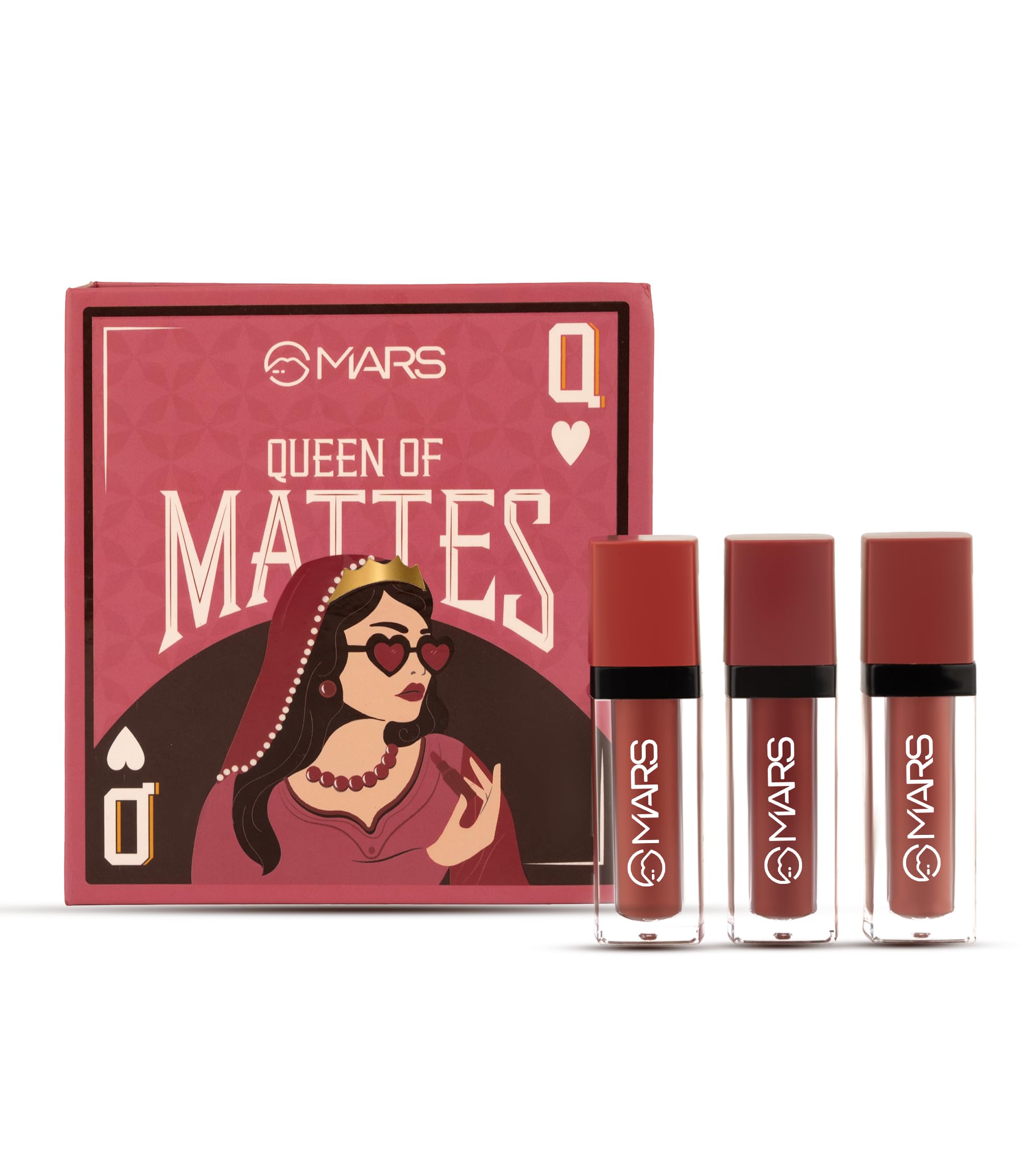 Mars Queen Of Mattes Liquid Lipsticks Box Set Of 3 (13.5 Ml) (Blushed Nudes) | Smudgeproof & Transferproof | Intense Swipe Pigme