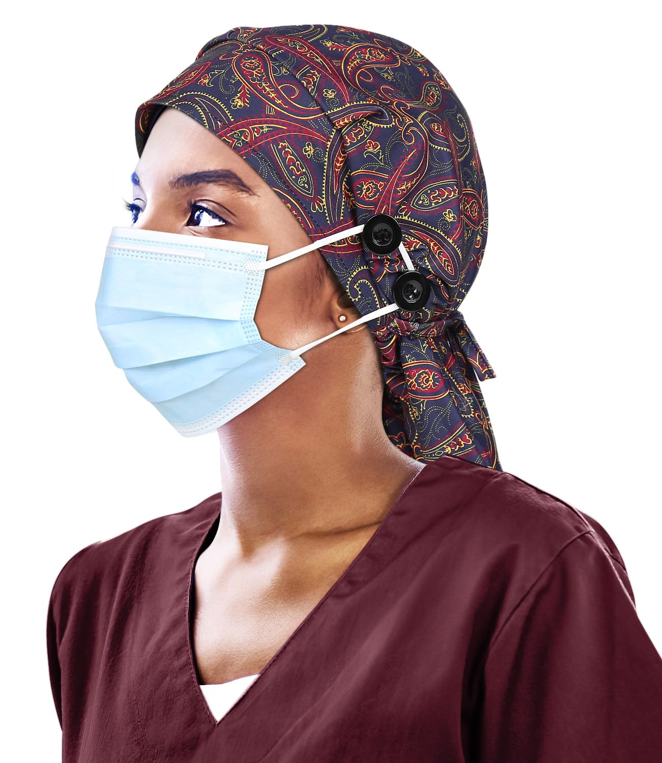 Extra Large Satin Lined Work Caps for Women with Long Ponytail Hair
