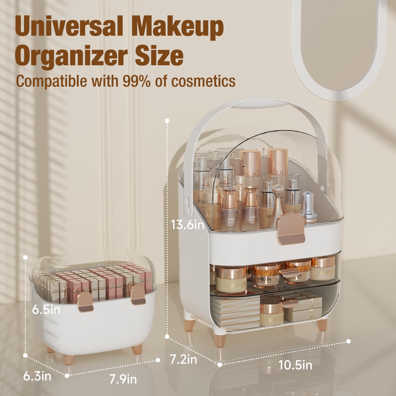 CLBDRESS Makeup Organizer, Skincare Organizer Bathroom Counter Organizer, Storage Box Cosmetic Display Cases, Teen Girl Gifts Tr