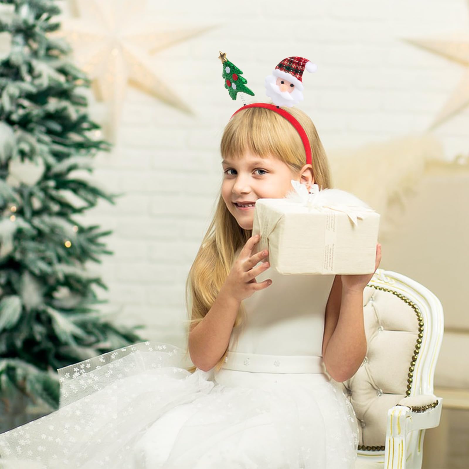 Blaaroom Christmas Headbands For Women Girls Glitter Christmas Tree Headband Santa Claus Head Band Christmas Headwear Decoration