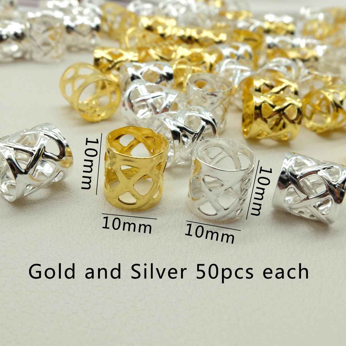 100Pcs Gold And Silver Dreadlock Accessories Hair Cuffs For Braids Loc Jewelry Rings Adjustable Hair Beads For Women And Girls