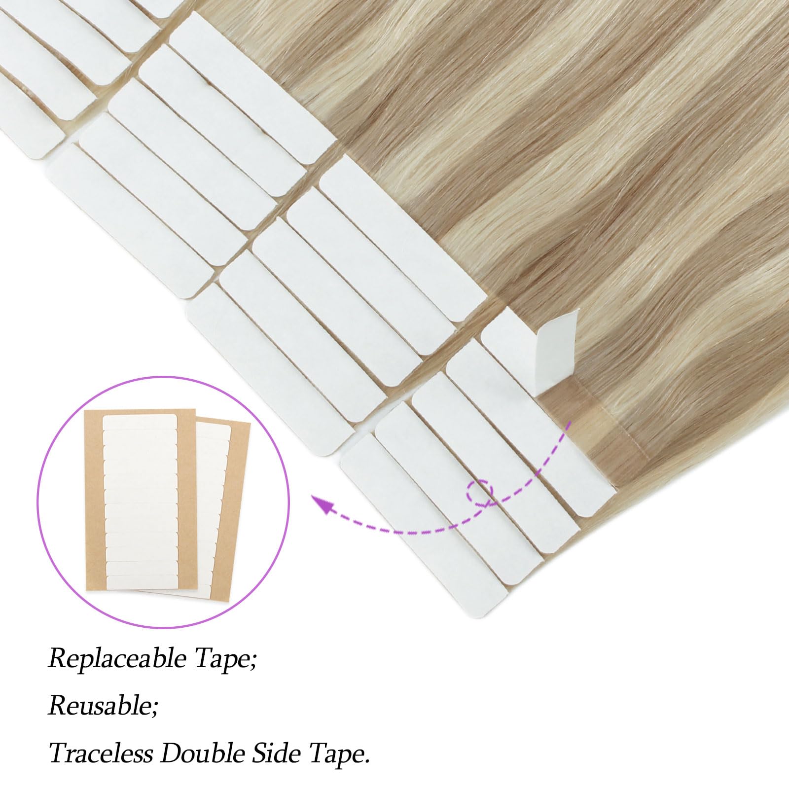 Abh Amazingbeauty Hair Tape In Extensions Honey Blonde Highlighted Medium Blonde Hair Extensions Real Human Hair Tape In P16-22#