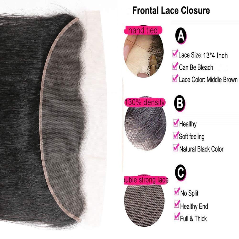 13X4 Lace Frontal Closure Human Hair 10 Inch Brazilian Straight Frontal Hd Lace Closure 100% Virgin Human Hair Ear To Ear Lace F