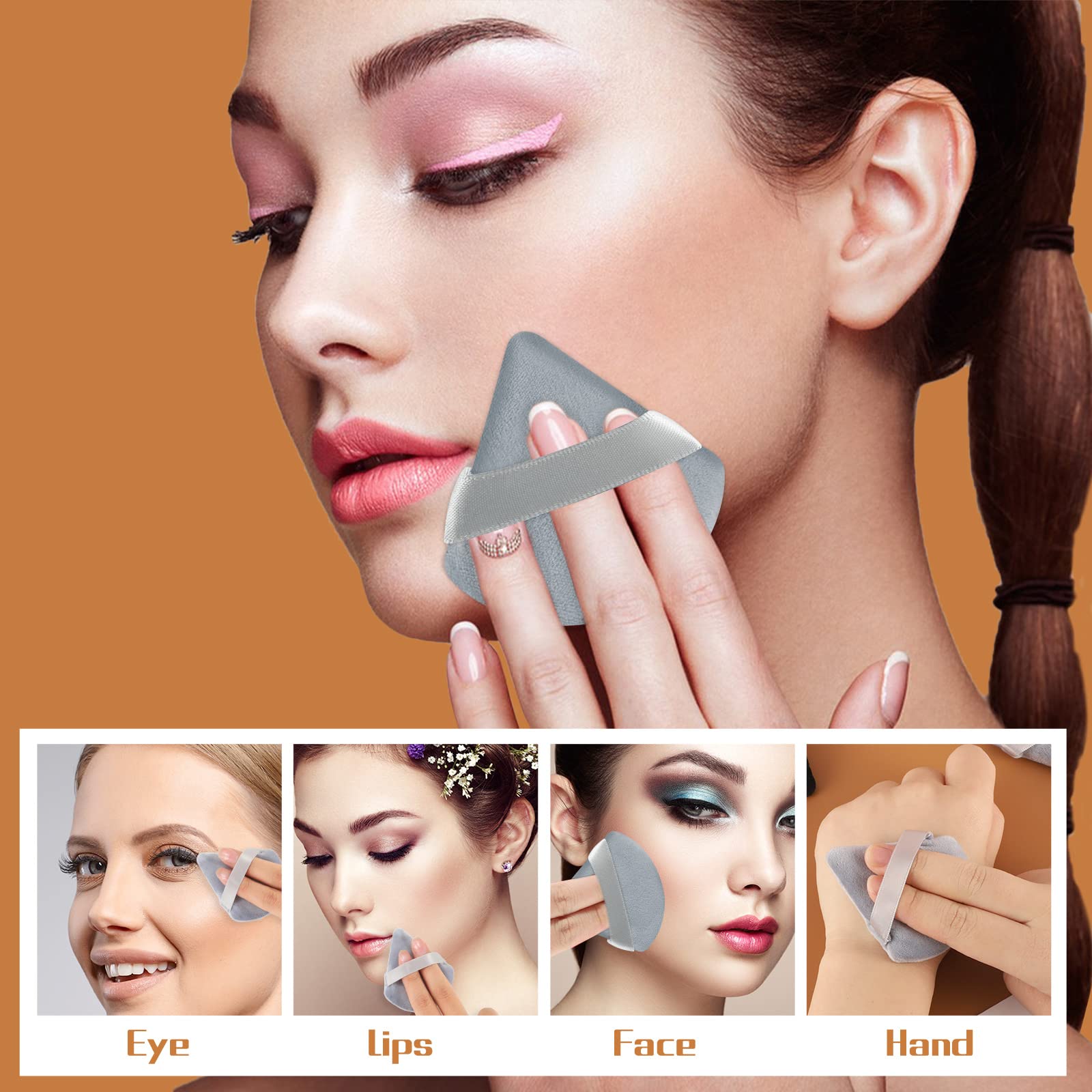 Pimoys 6 Pieces Powder Puff Face Triangle Makeup Blender Sponge Soft Velour Puffs for Loose Powder Setting Powder Cosmetic Found