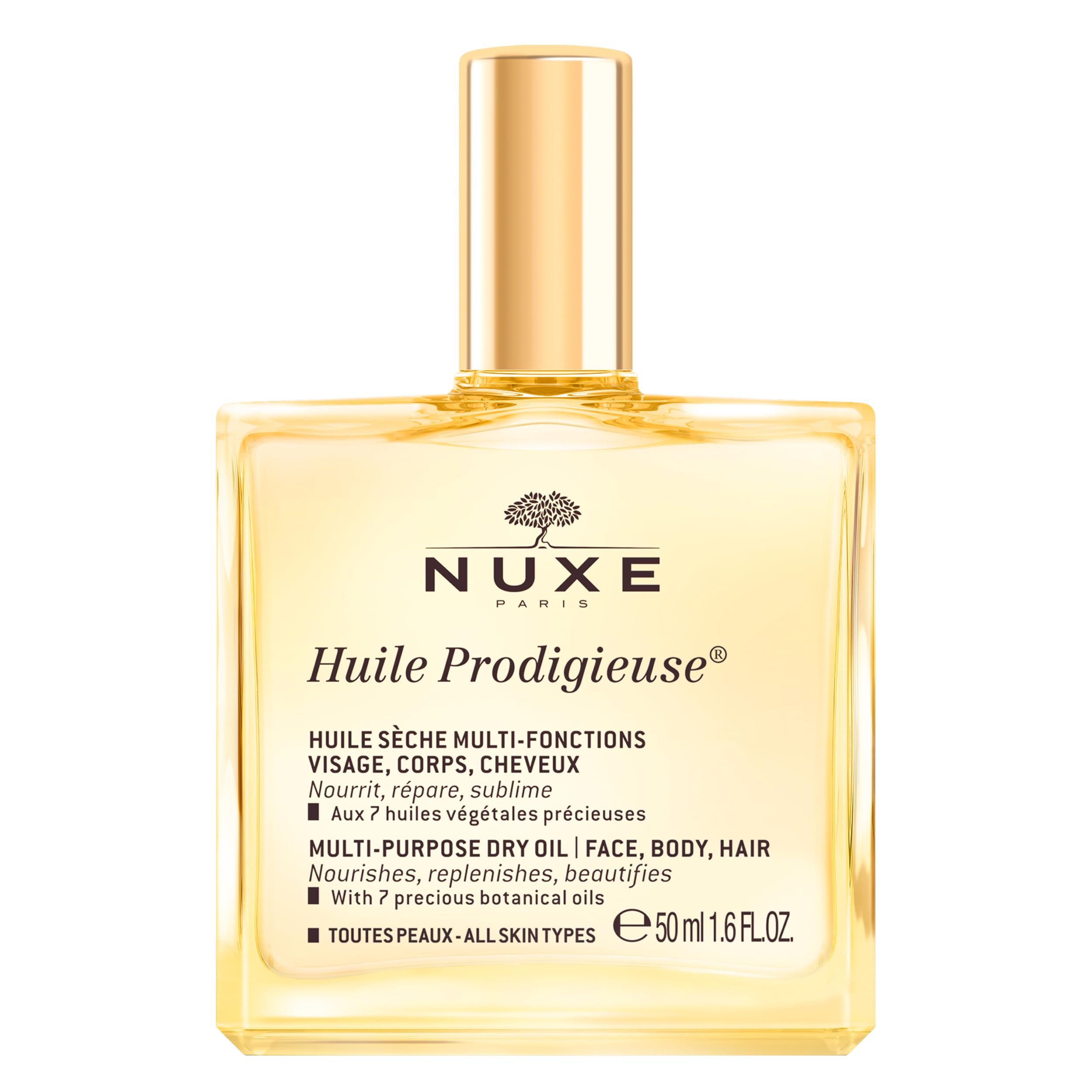 NUXE Huile Prodigieuse Multi-Purpose Dry Oil - Luxurious Radiant Glow and Hydration for Face, Body & Hair, 1.6 Fl Oz