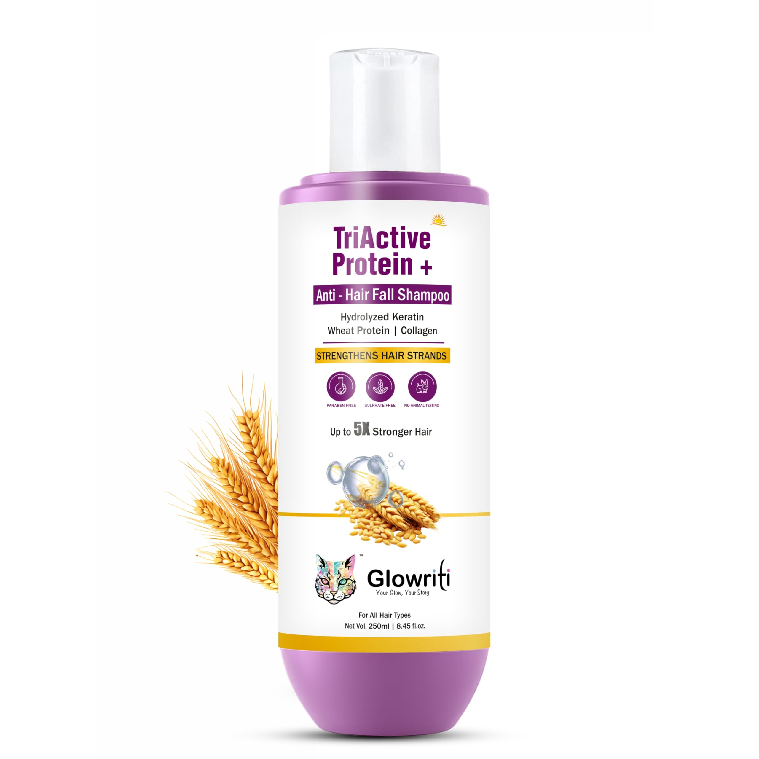 Hair Fall Control Shampoo | Wheat Protein, Collagen And Hydrolyzed Keratin For Stronger & Thicker Hair | For Men & Women  250Ml