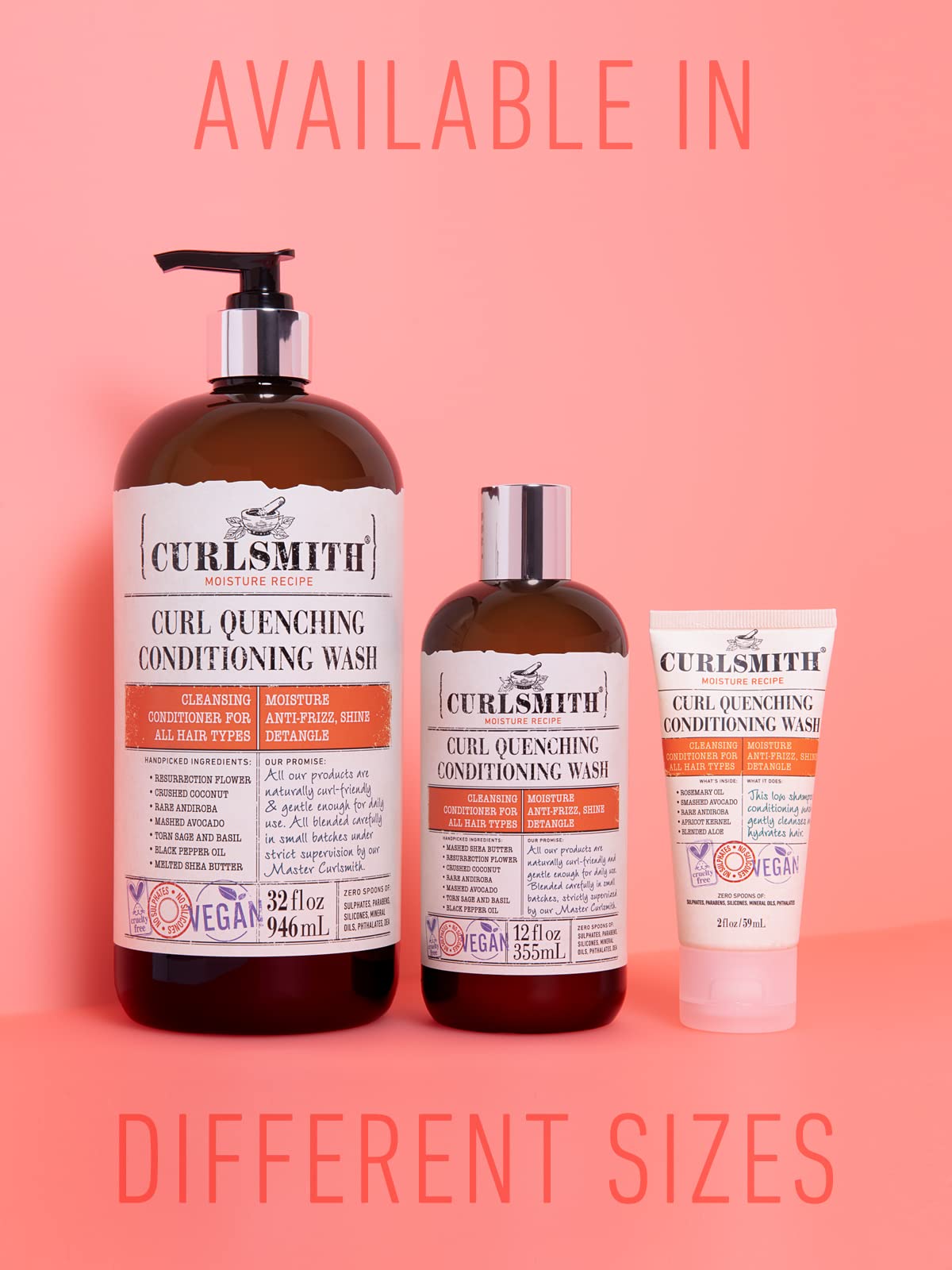 CURLSMITH Curl Quenching Conditioning Wash - Vegan Cowash 2-in-1 Shampoo & Conditioner for Wavy, Curly & Coily Hair (32oz)