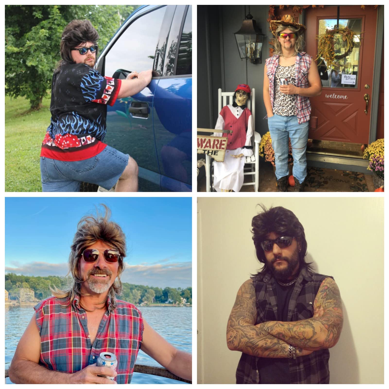 Traqur Mullet Wigs for Men Joe Dirt Emo Wig 80s 90s Costumes Fancy Party Accessory Cosplay Wig Halloween Man x (Light Brown)