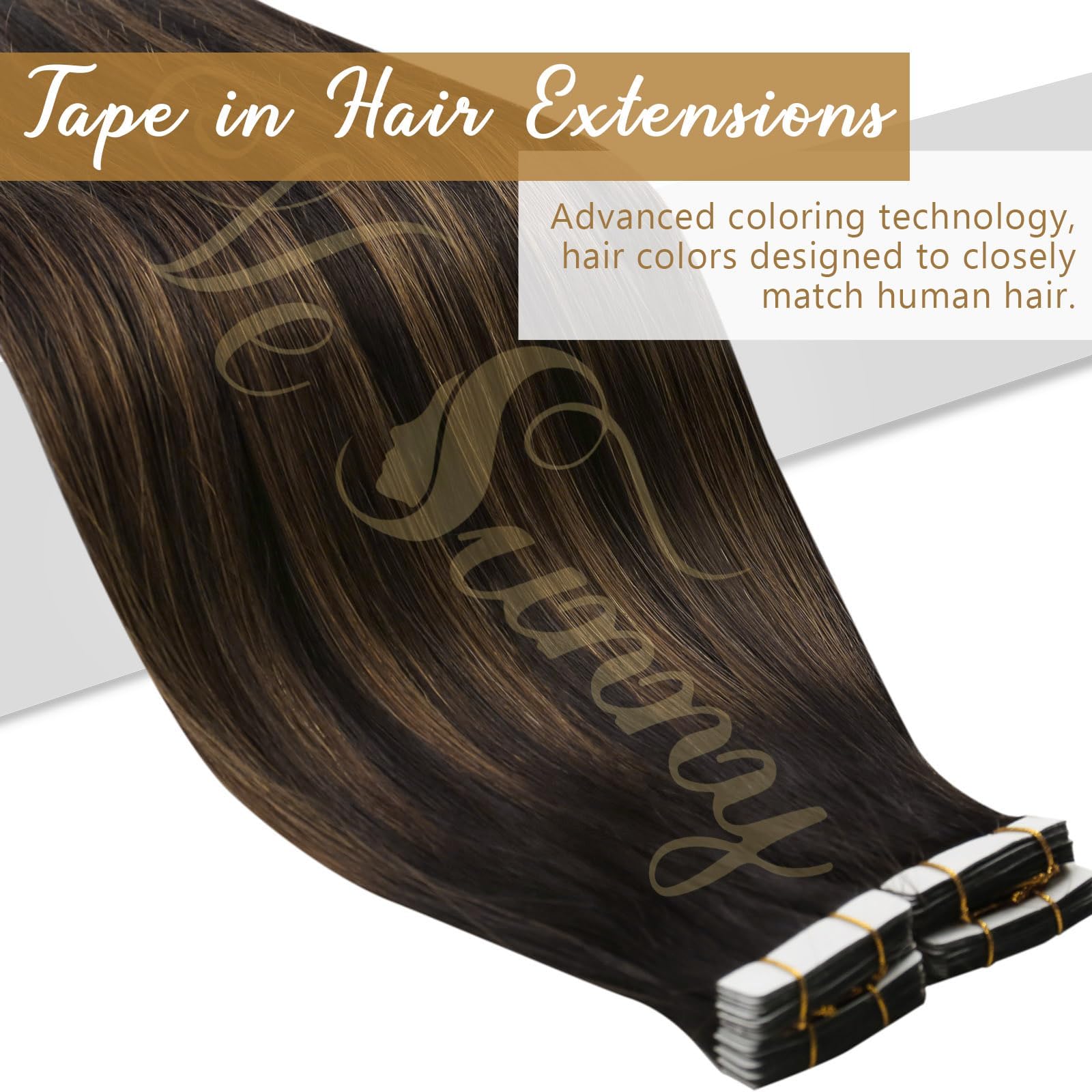 Ve Sunny Brown Tape In Hair Extensions Invisible Tape In Extensions Human Hair Dark Brown Mixed Medium Brown Balayage Tape In Hu