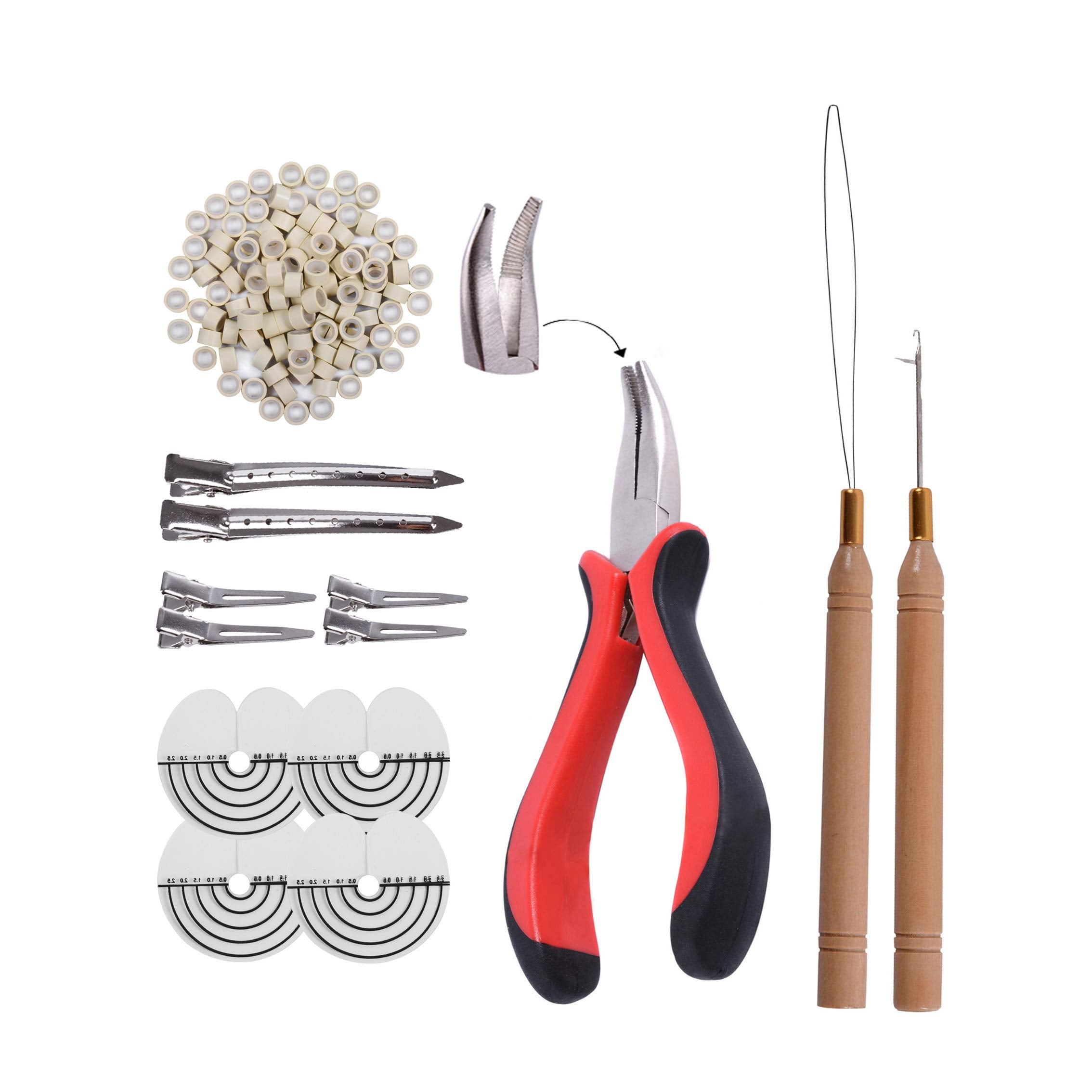 500Pcs Micro Silicone Rings Beads Hair Extensions Kit I-Tip Hair Pliers Micro Pulling Hook Needle Loop Threader And Micro Silico